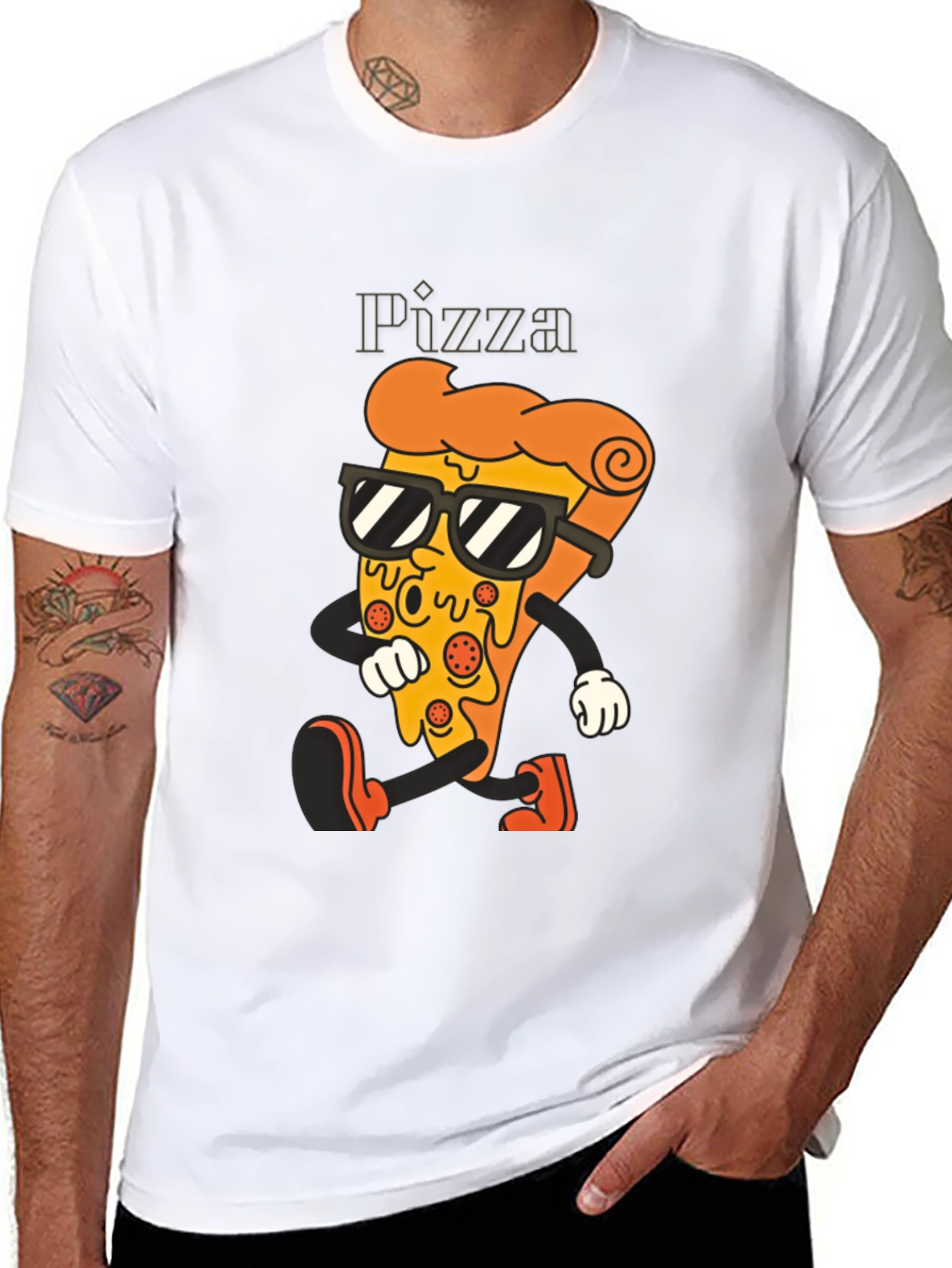 Black Cool Pizza Slice Graphic Tee - Black T-Shirt view 8
