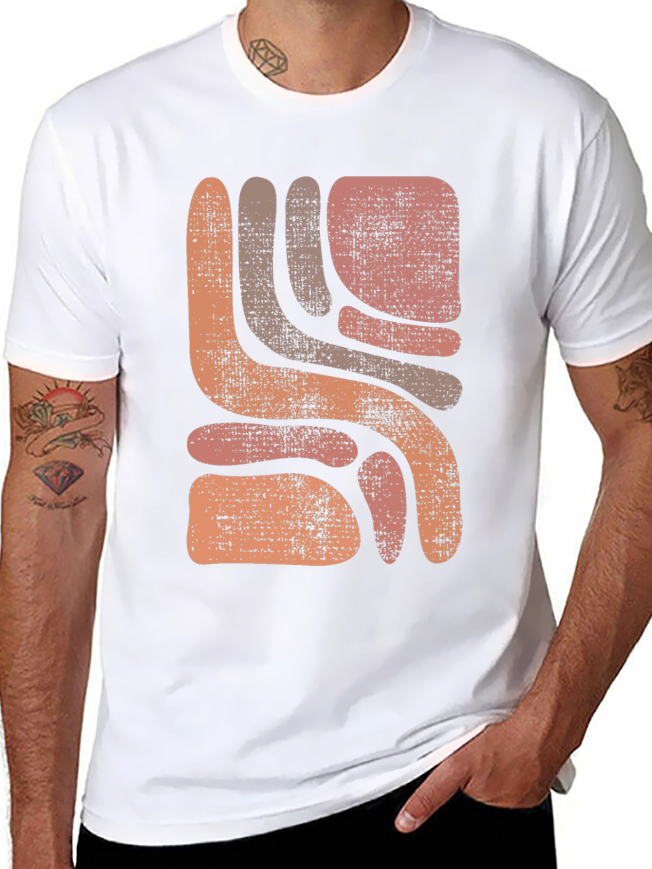 Retro Abstract Graphic Print Men's T-Shirt - 8