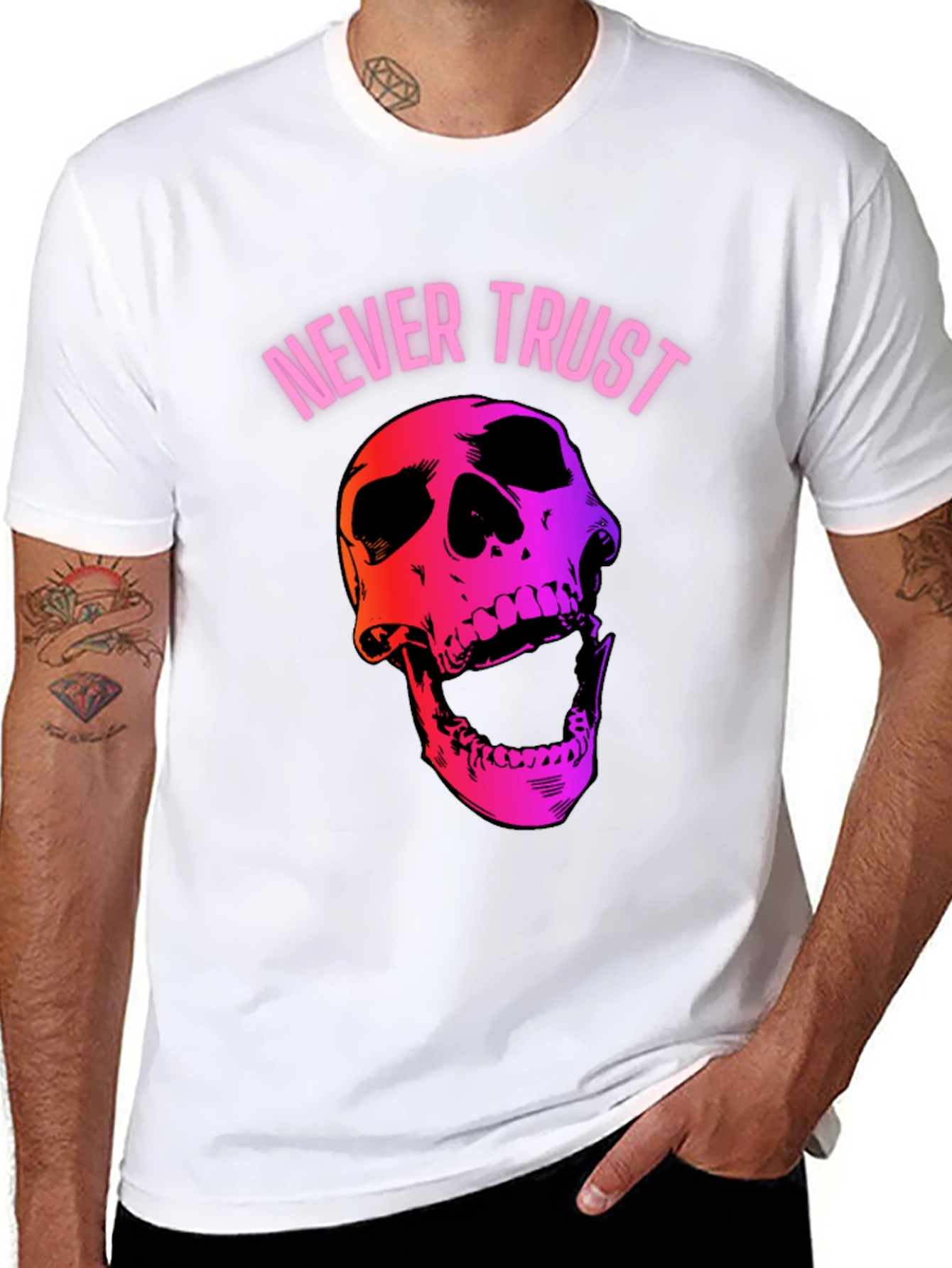 Black Never Trust Skull Graphic Tee view 8