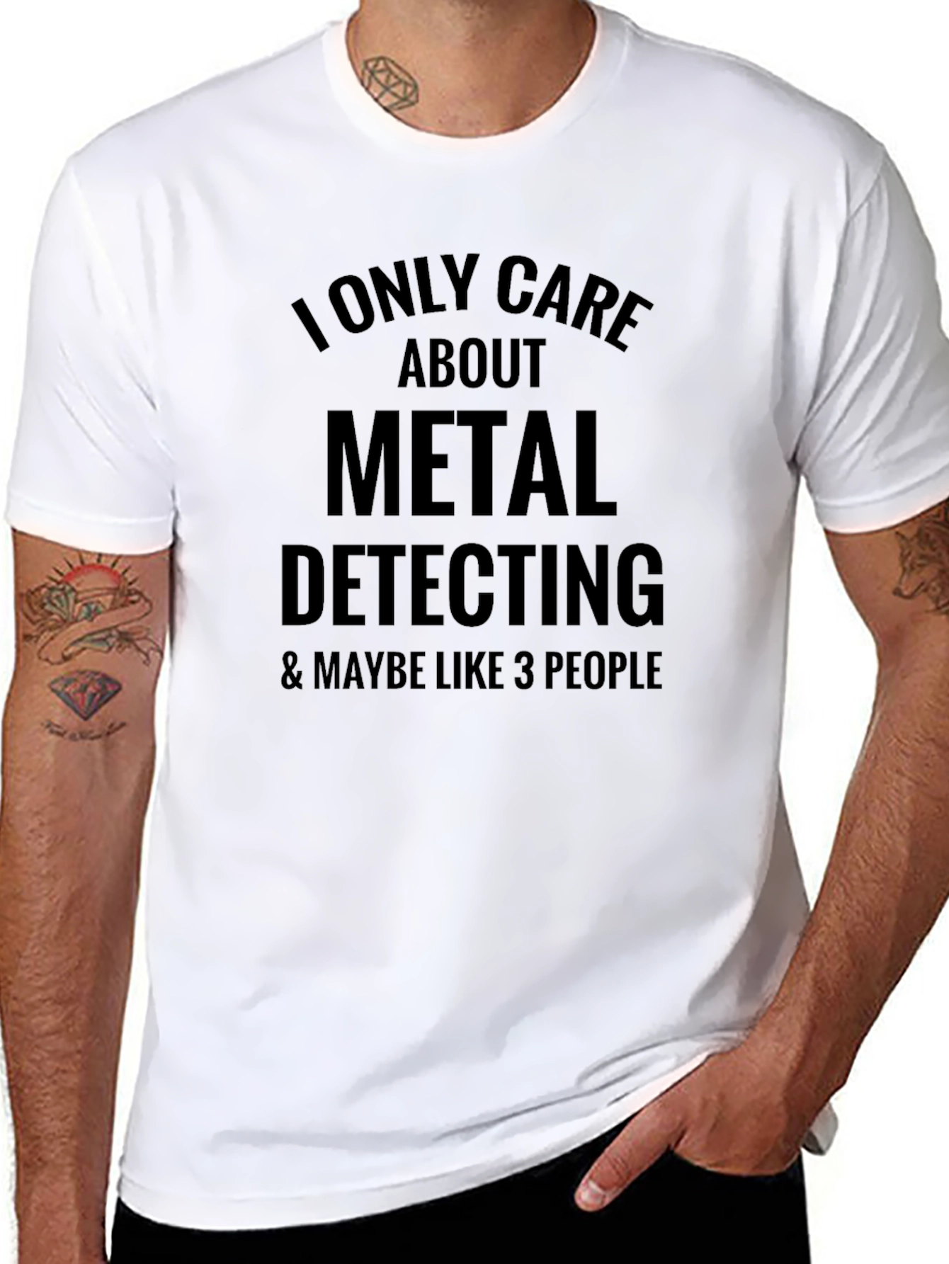 Black Metal Detecting T-Shirt - Funny Hobby Tee view 8