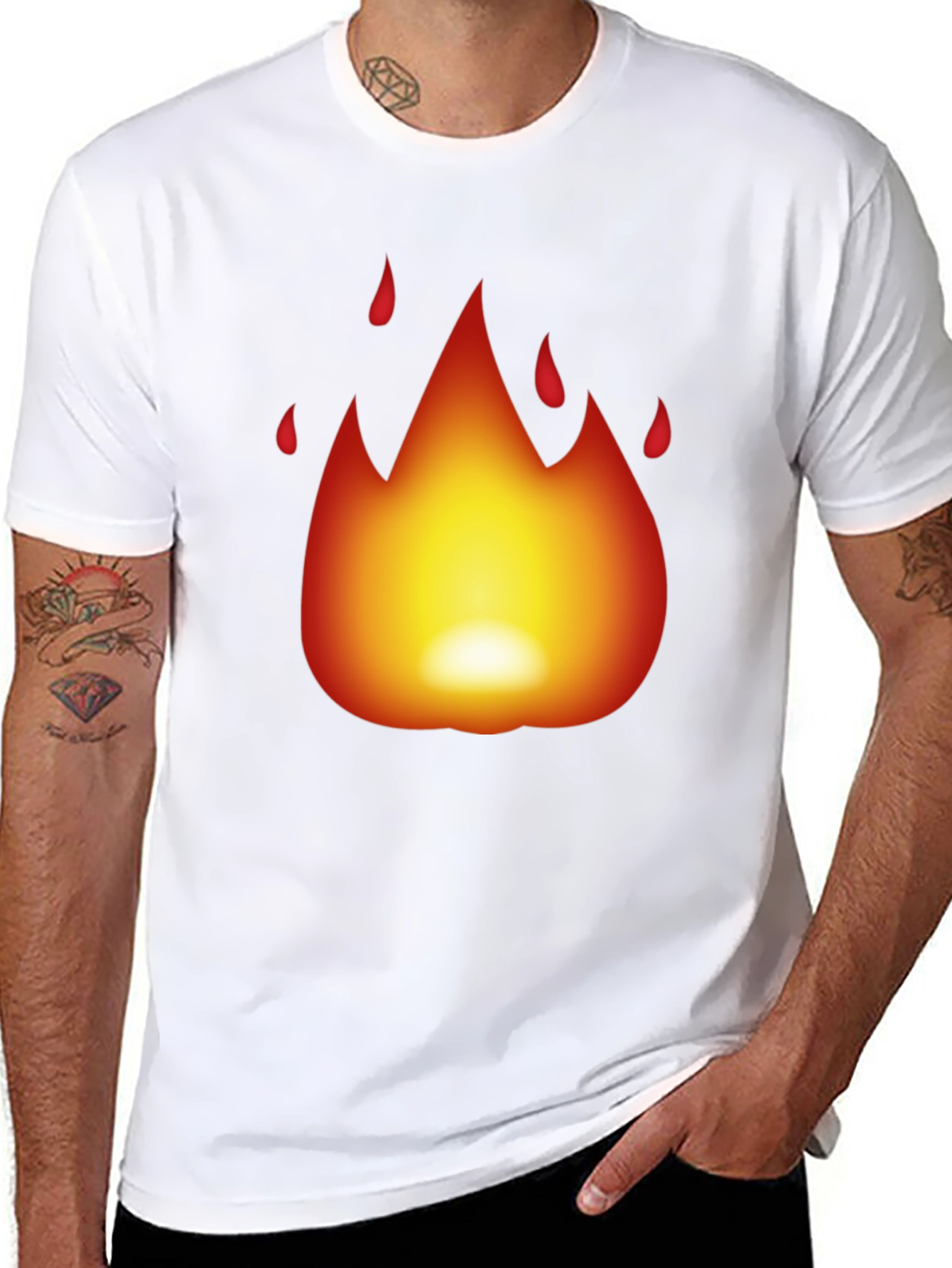 Black Fiery Flame Graphic Black T-Shirt view 8