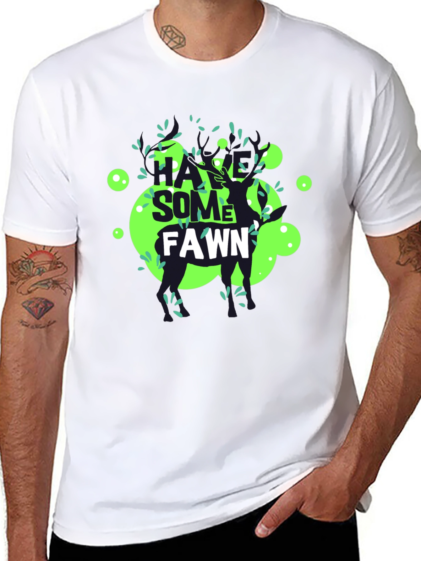 Black Have Some Fawn T-Shirt - Unique Graphic Tee view 8