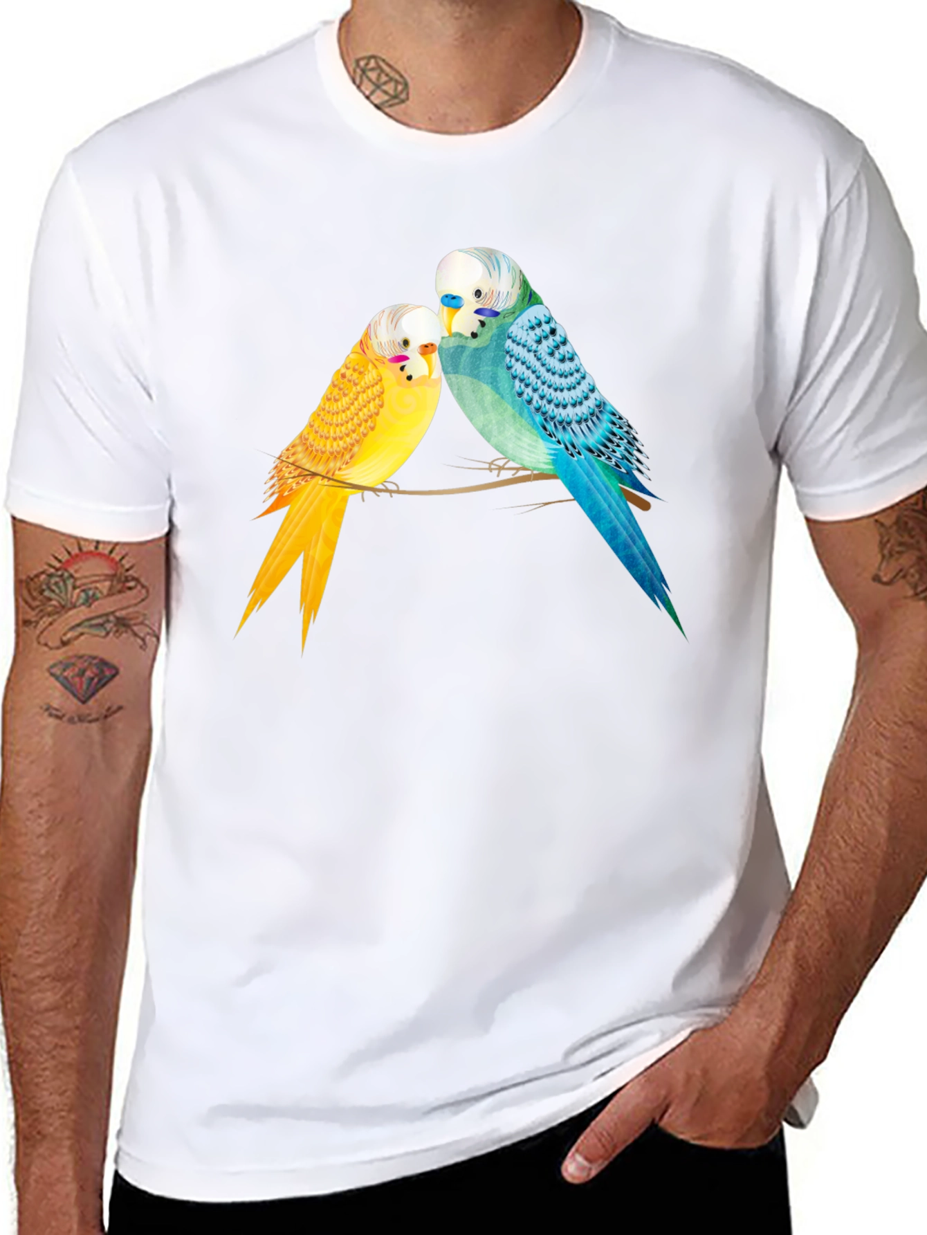 Black Budgie Bird Graphic Tee -  Cute Parakeet Lovers T-Shirt view 8