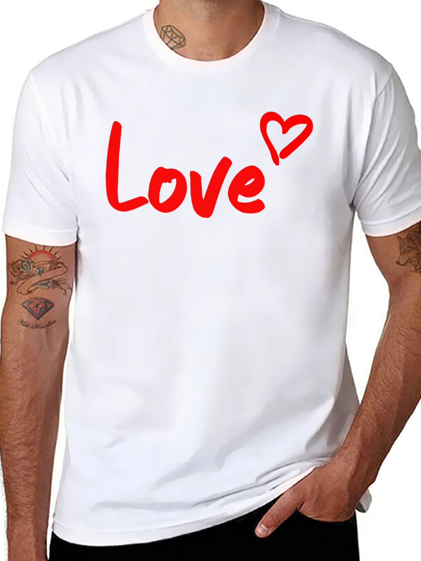 Black Love Heart Graphic Tee - Black Cotton Blend view 8