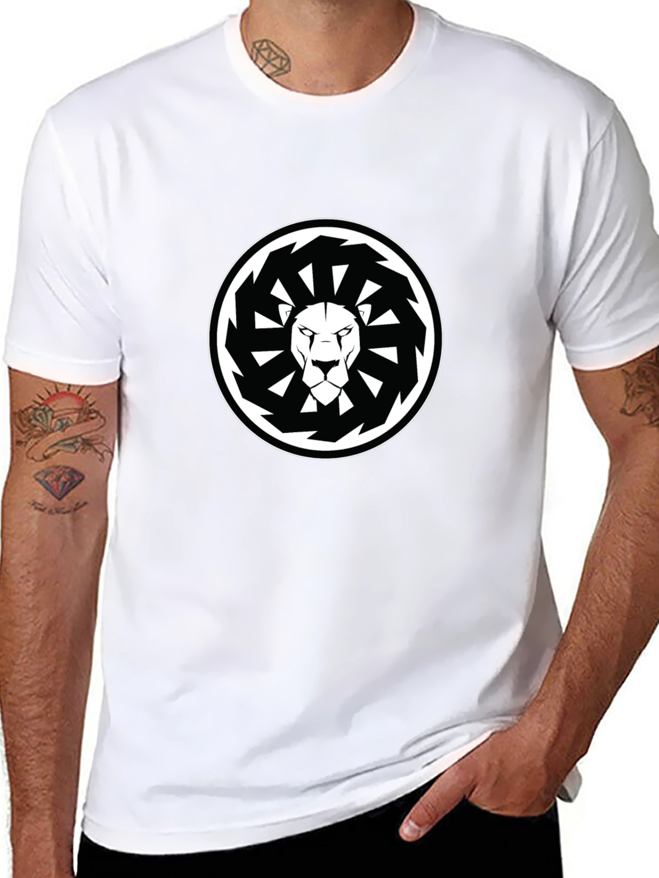 Black Lion Mandala Graphic Black T-Shirt view 8