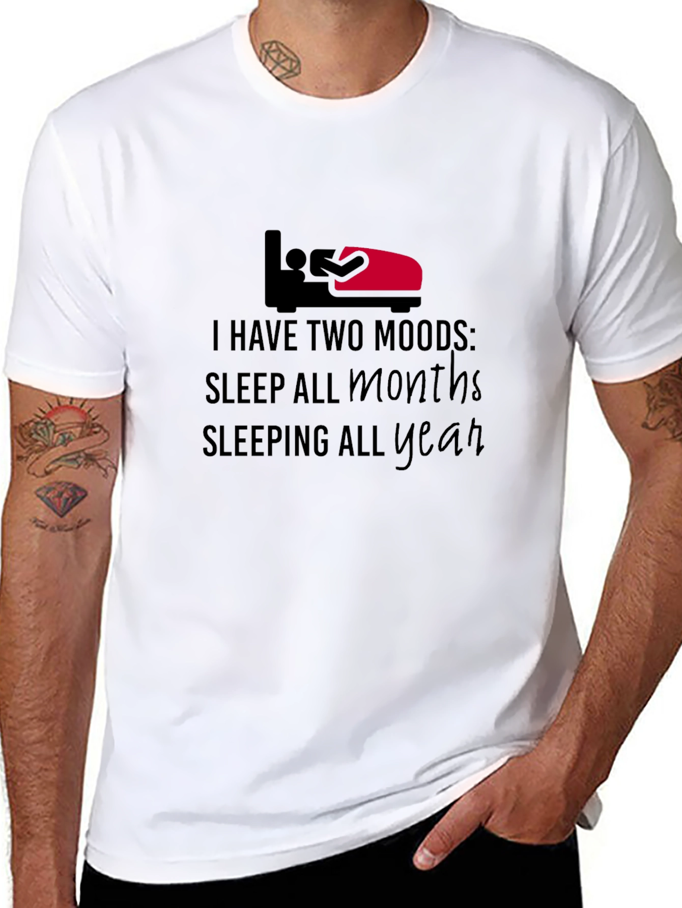 Black Two Moods Sleep T-Shirt view 8