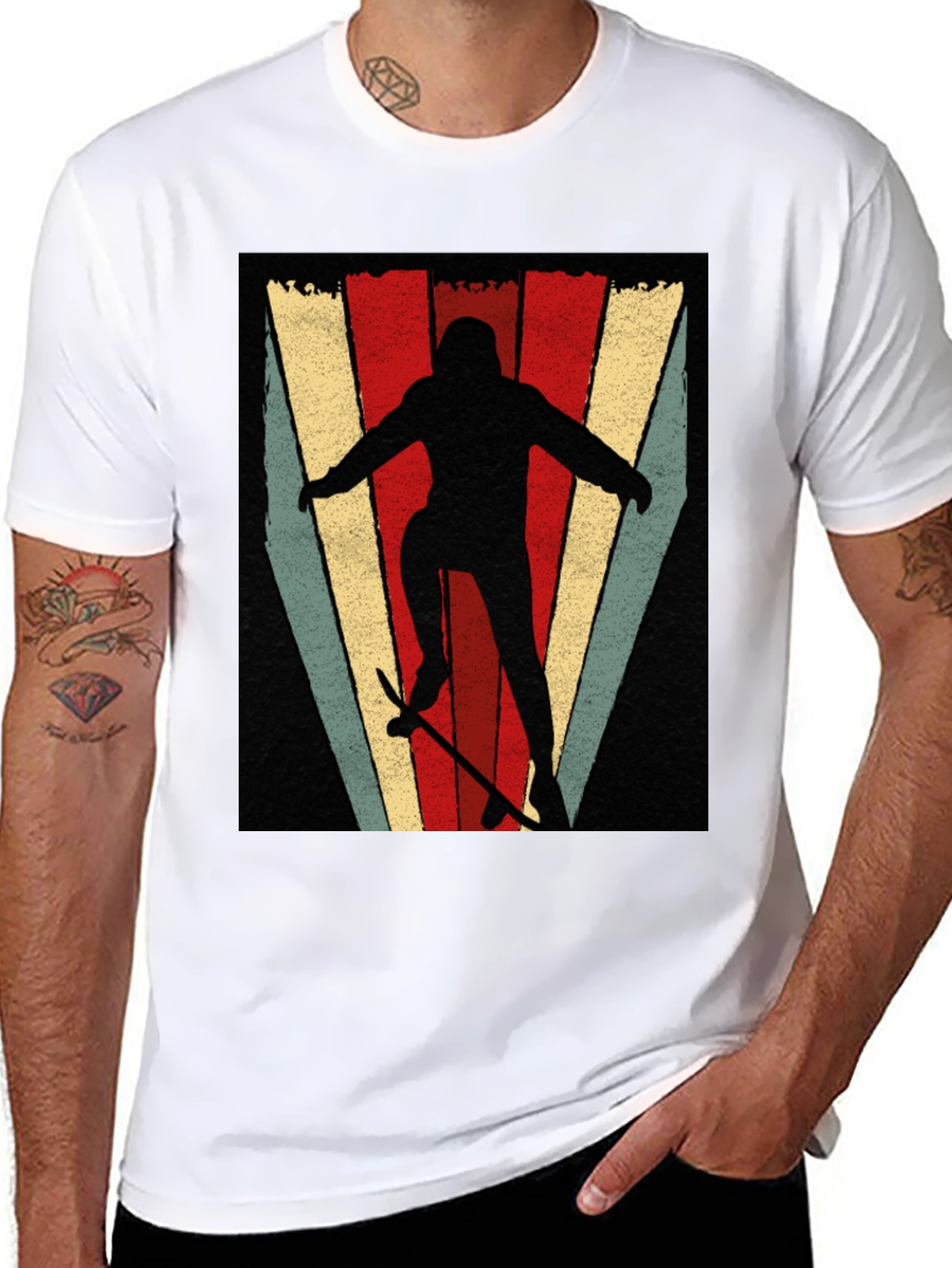 Black Retro Skateboarder Graphic T-Shirt view 8