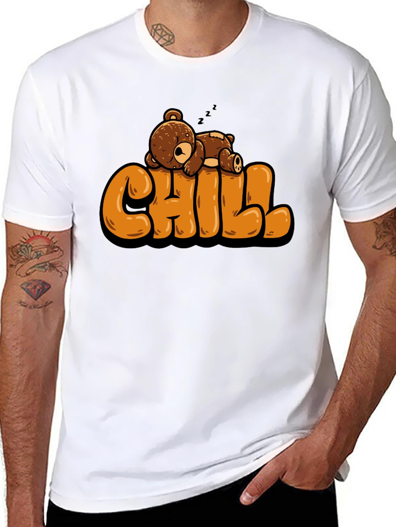 Black Chill Bear T-Shirt - Relaxed Style view 8