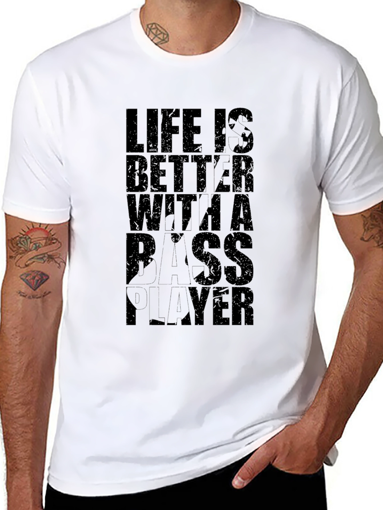 Black Life Is Better With A Bass Player Graphic T-Shirt view 8