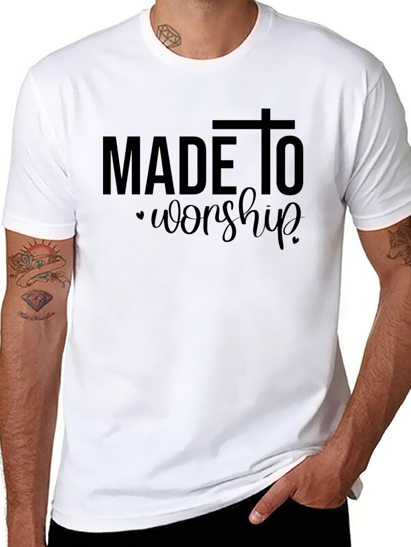 Black Made to Worship Black Graphic Tee view 8
