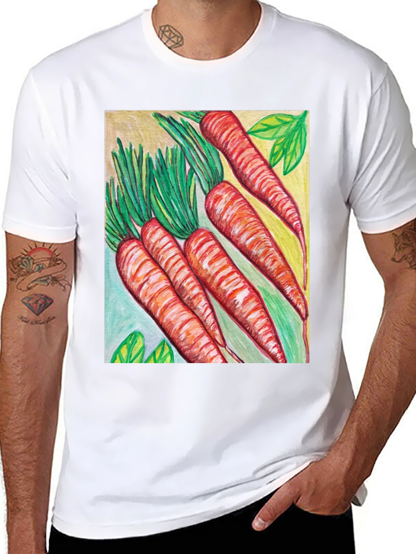 Black Carrot Art Graphic Tee - Quirky Unisex T-Shirt view 8
