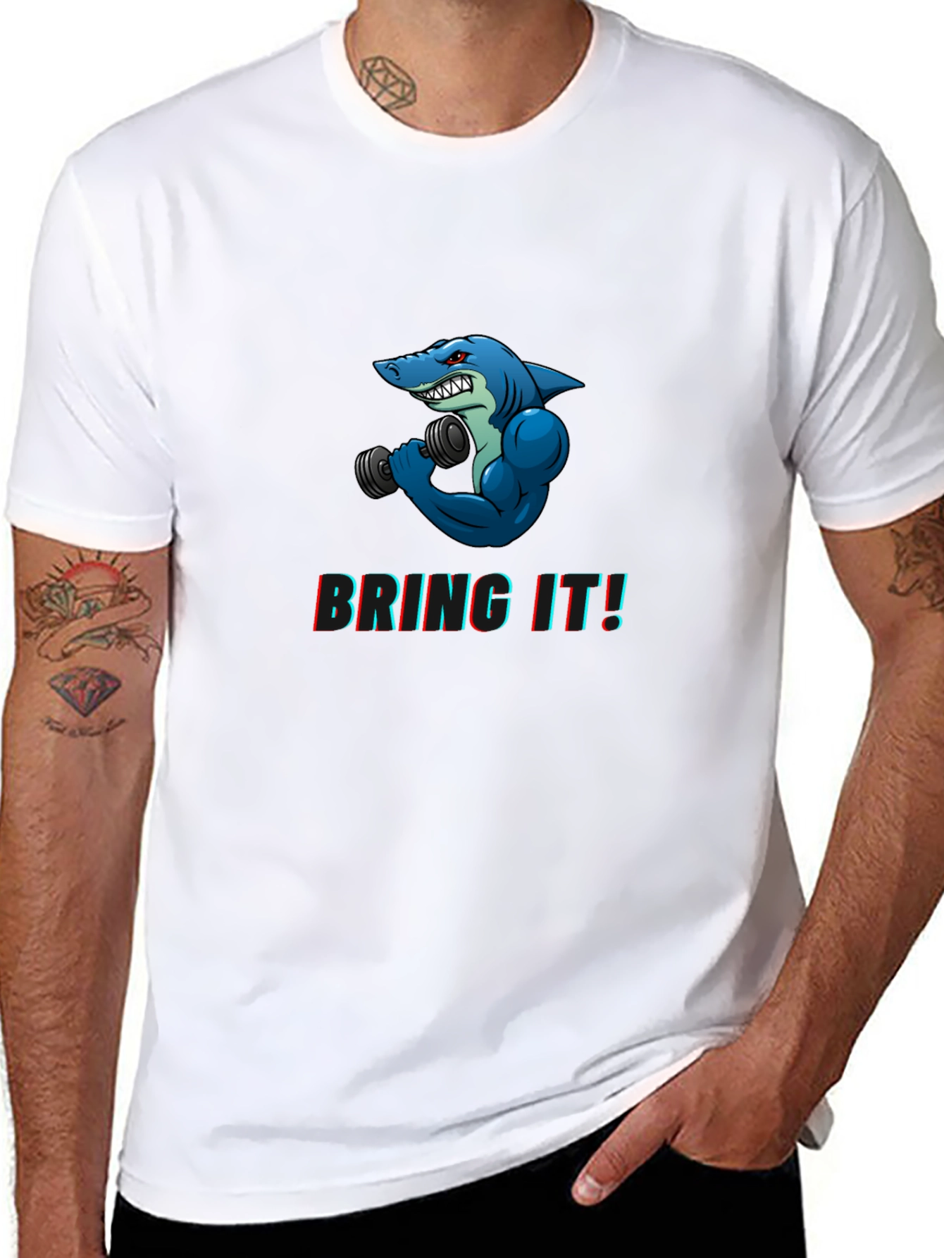 Black Shark Gym Black T-Shirt - "Bring It!" Graphic Tee view 8