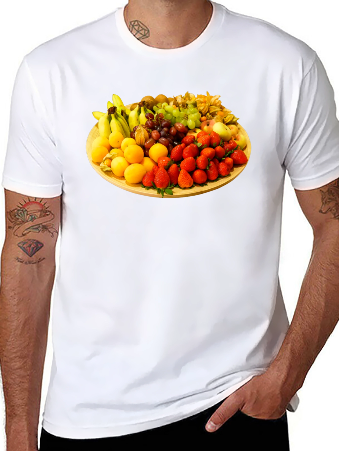 Black Fruit Platter Graphic Tee - Black Unisex T-Shirt view 8