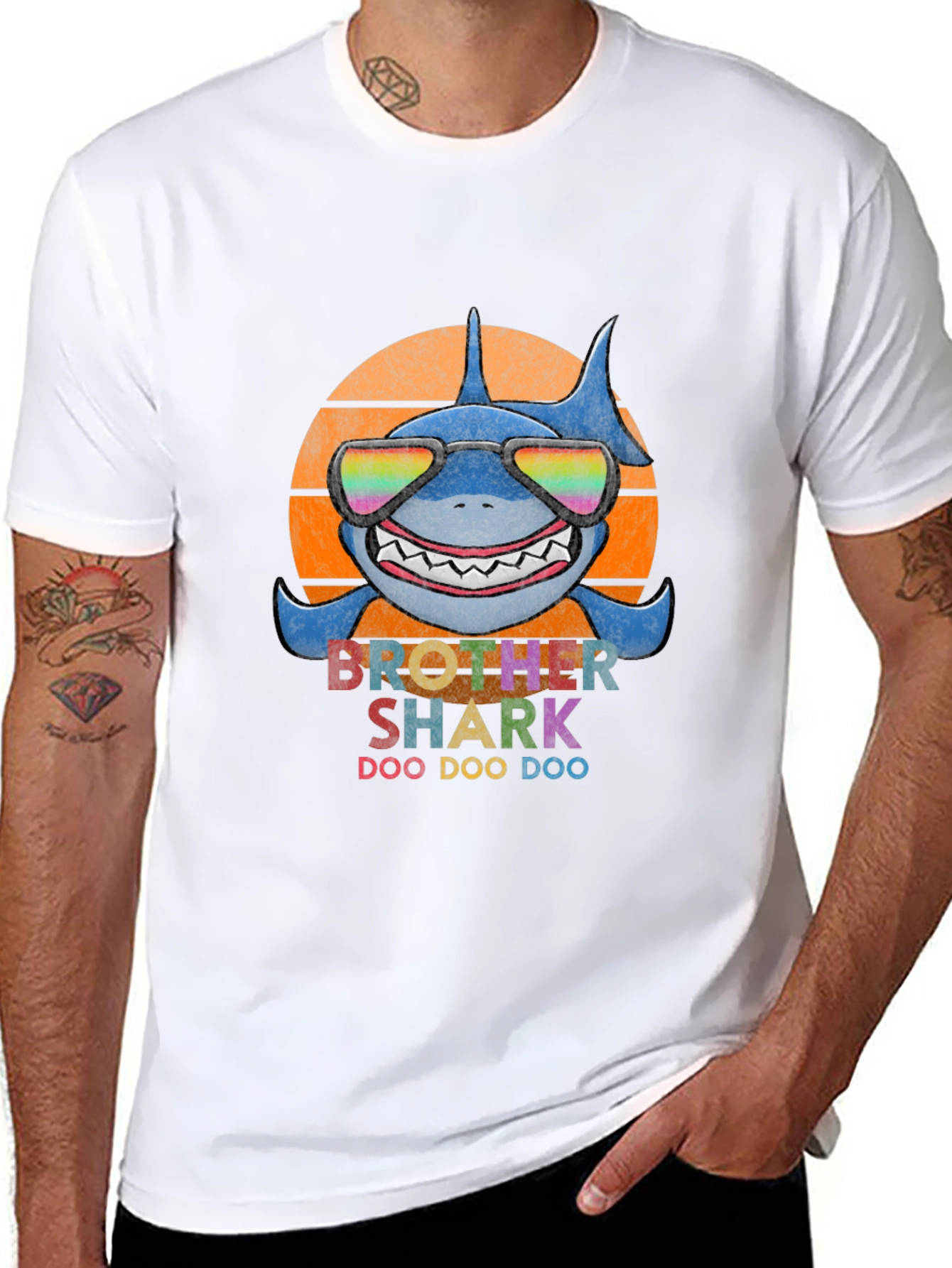 Black Brother Shark Doo Doo Doo T-Shirt view 8