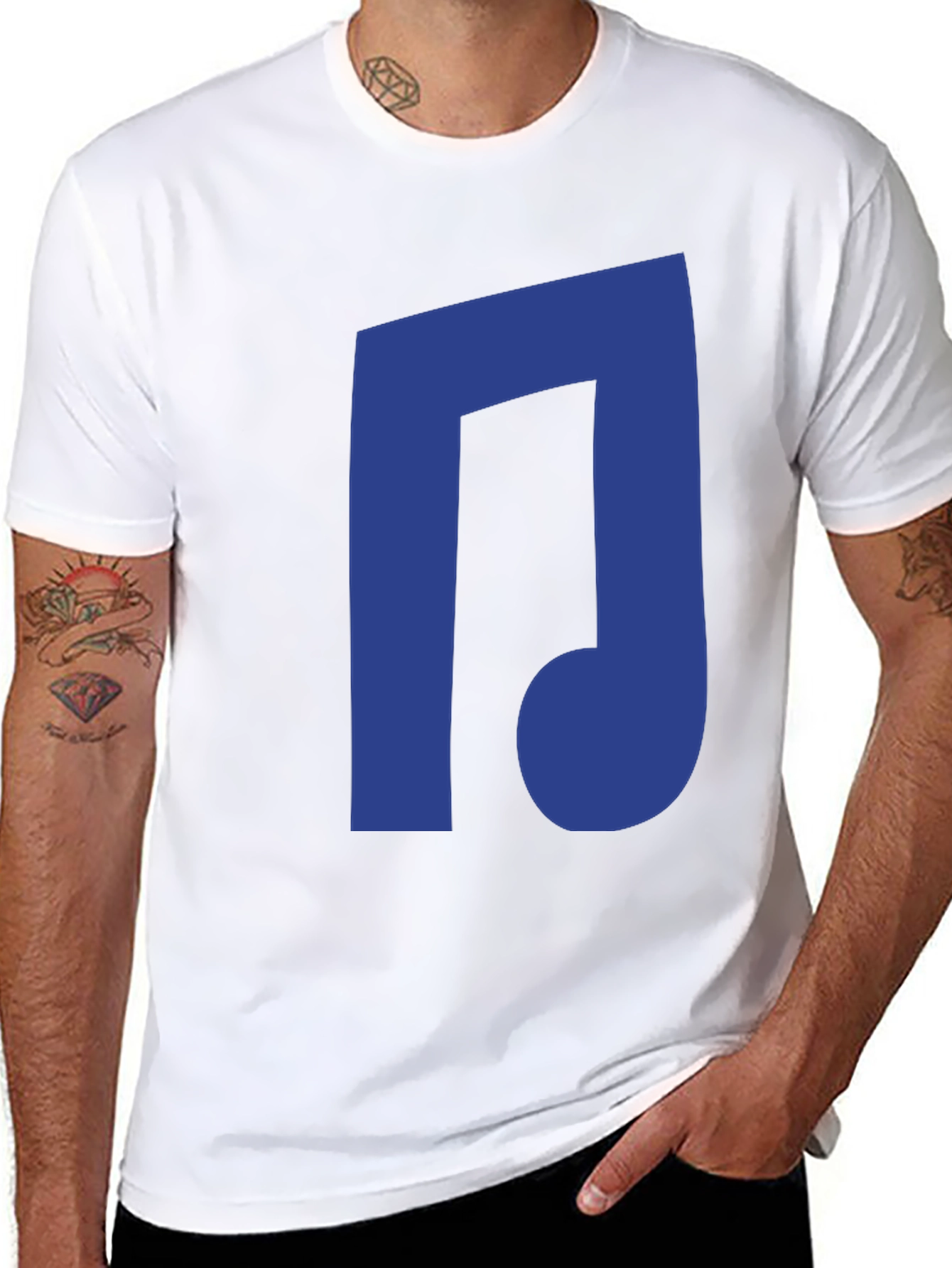 Black Blue Music Note Black T-Shirt view 8