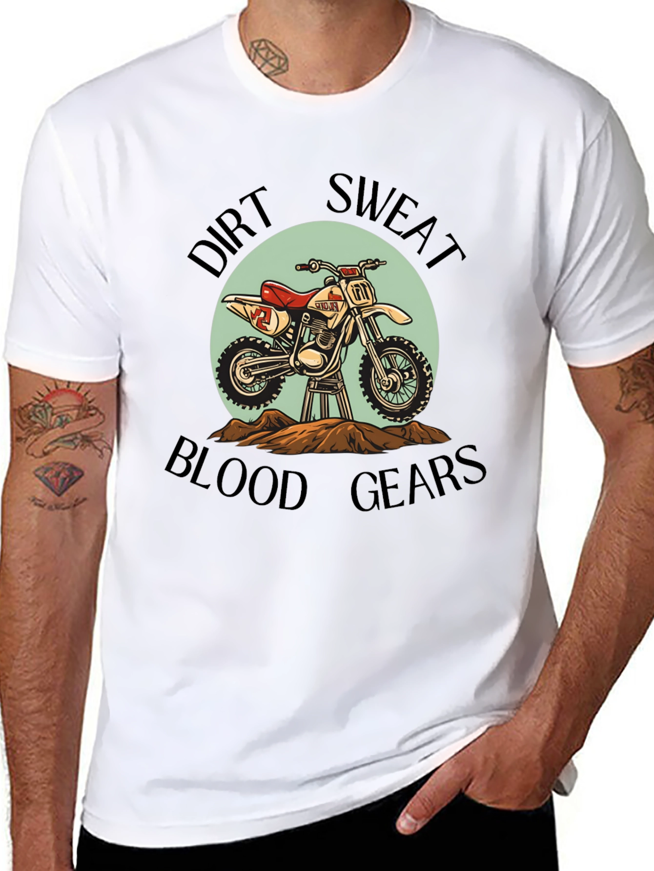 Black Dirt Bike T-Shirt: Sweat, Blood, & Gears view 8