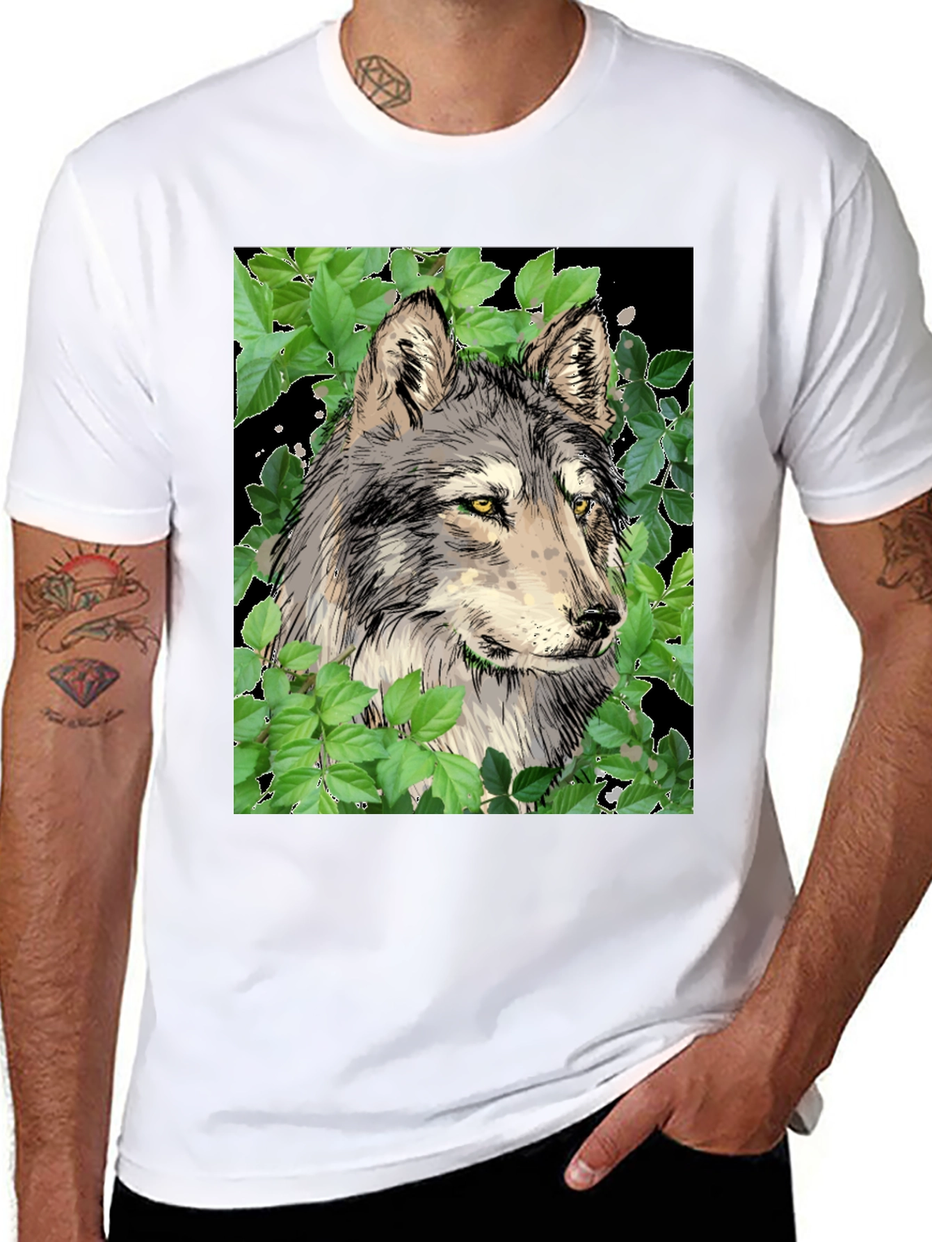 Black Wolf Graphic Black T-Shirt view 8