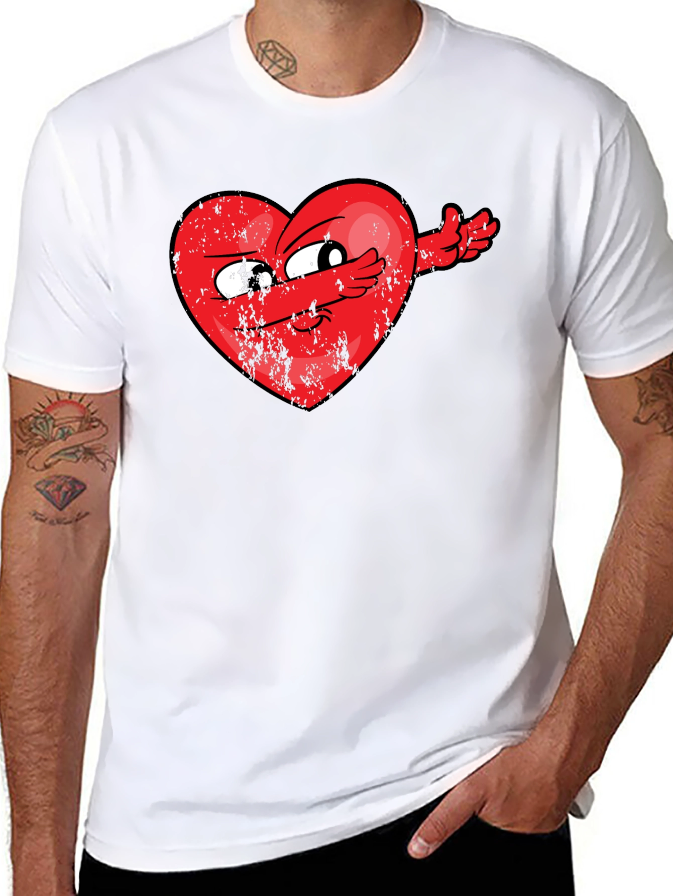 Black Dabbing Heart Graphic Tee - Valentine's Day Humor view 8