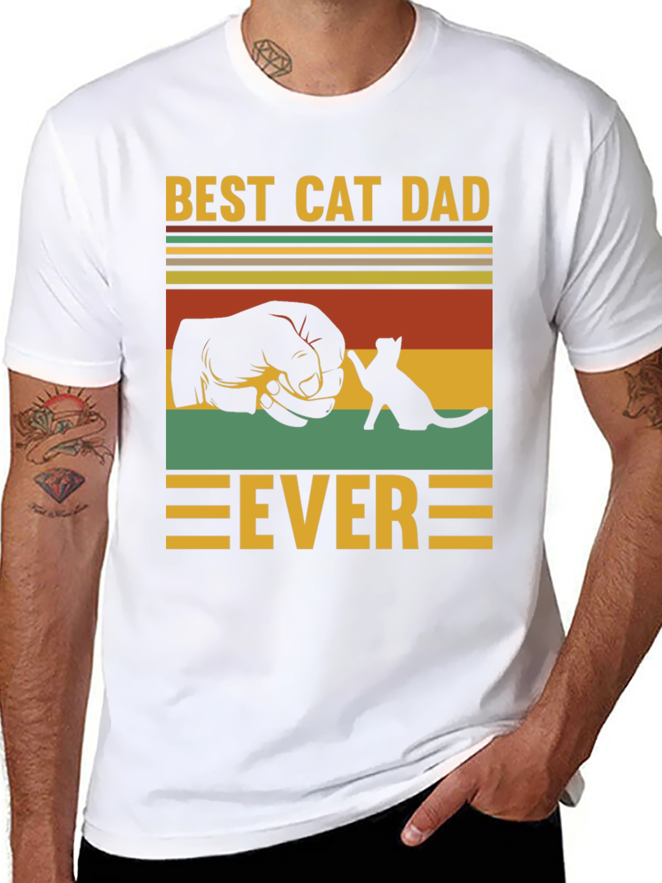 Black Best Cat Dad Ever T-Shirt view 8