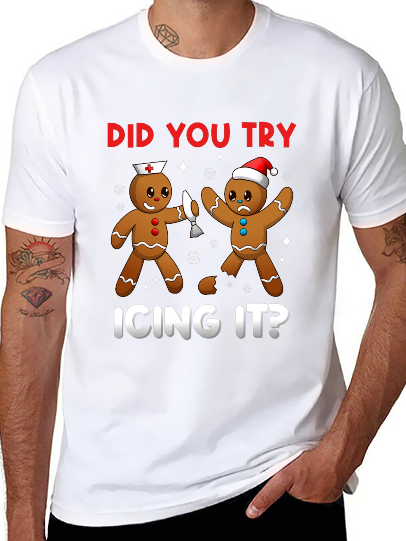 Black Gingerbread Icing T-Shirt Funny Christmas Tee view 8