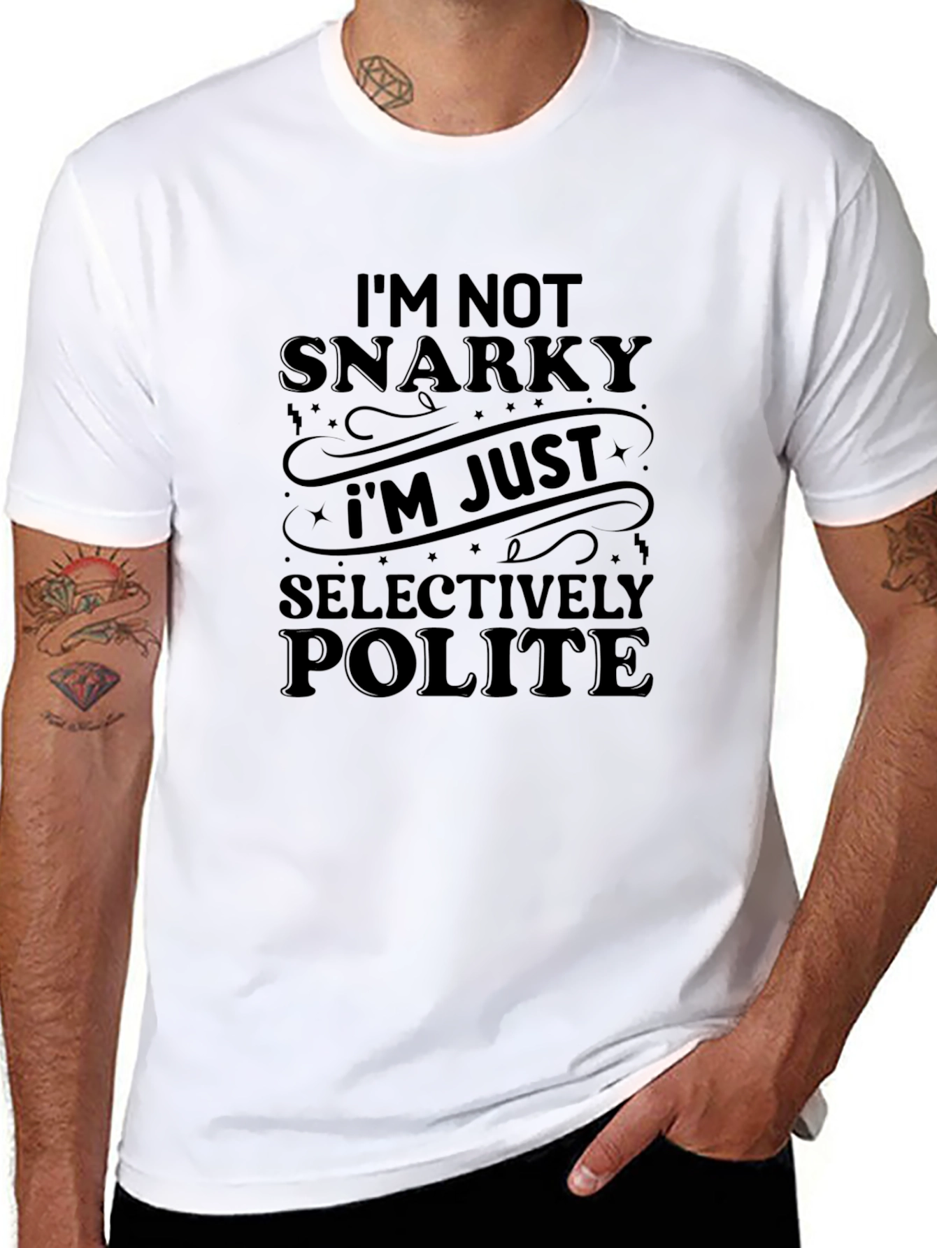 Black Snarky Selectively Polite Graphic T-Shirt view 8