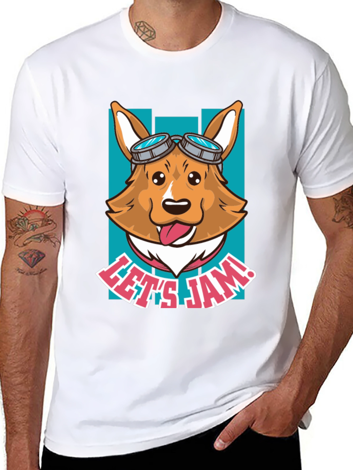 Black Let's Jam Corgi T-Shirt - Funny Dog Tee view 8