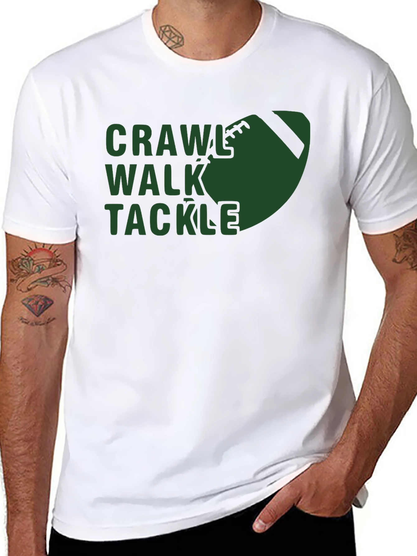 Black Crawl Walk Tackle Football T-Shirt view 8