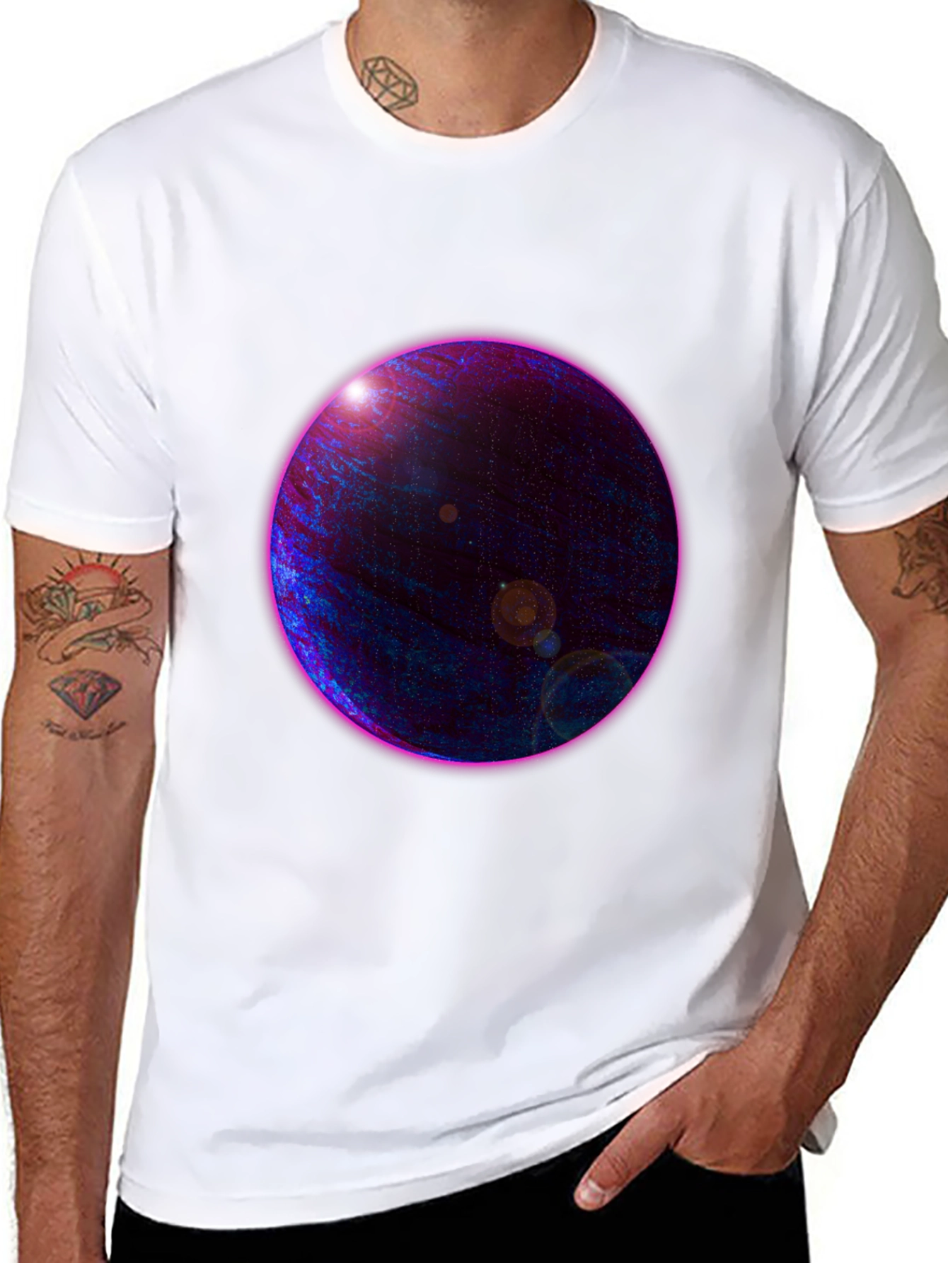 Black Cosmic Planet Graphic Tee view 8