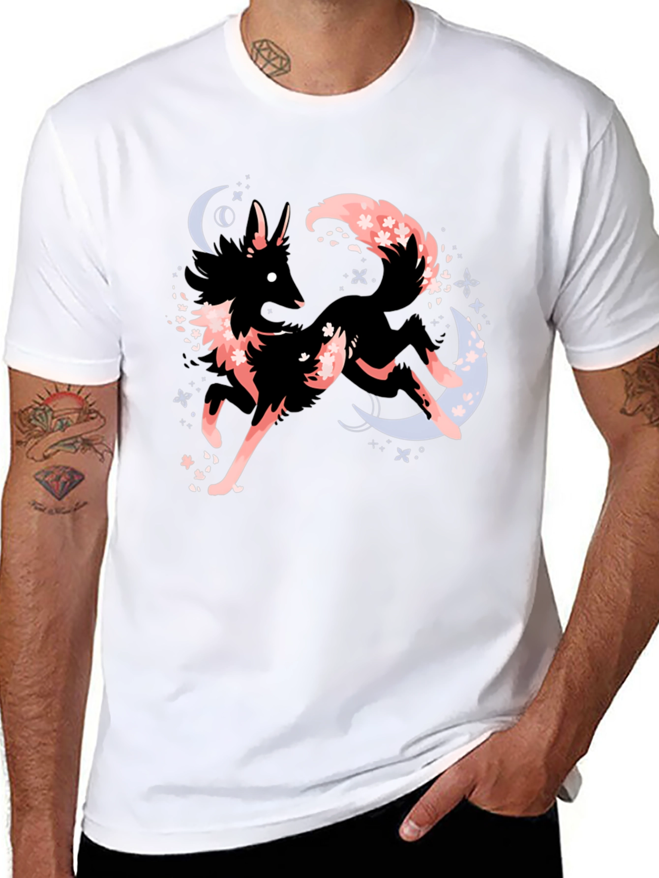 Black Mystic Fox Graphic Tee - Black view 8