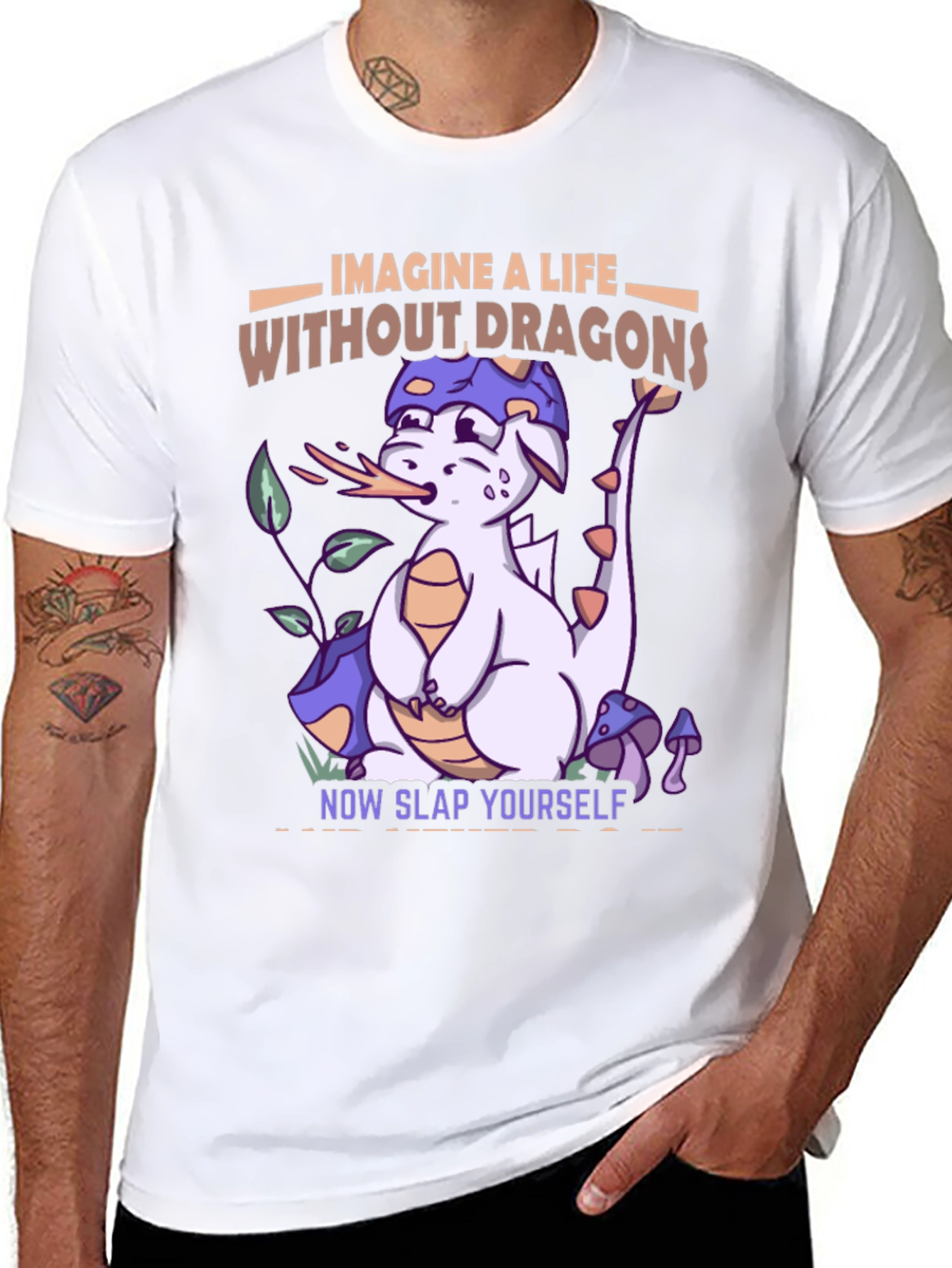 Black Imagine a Life Without Dragons T-Shirt view 8