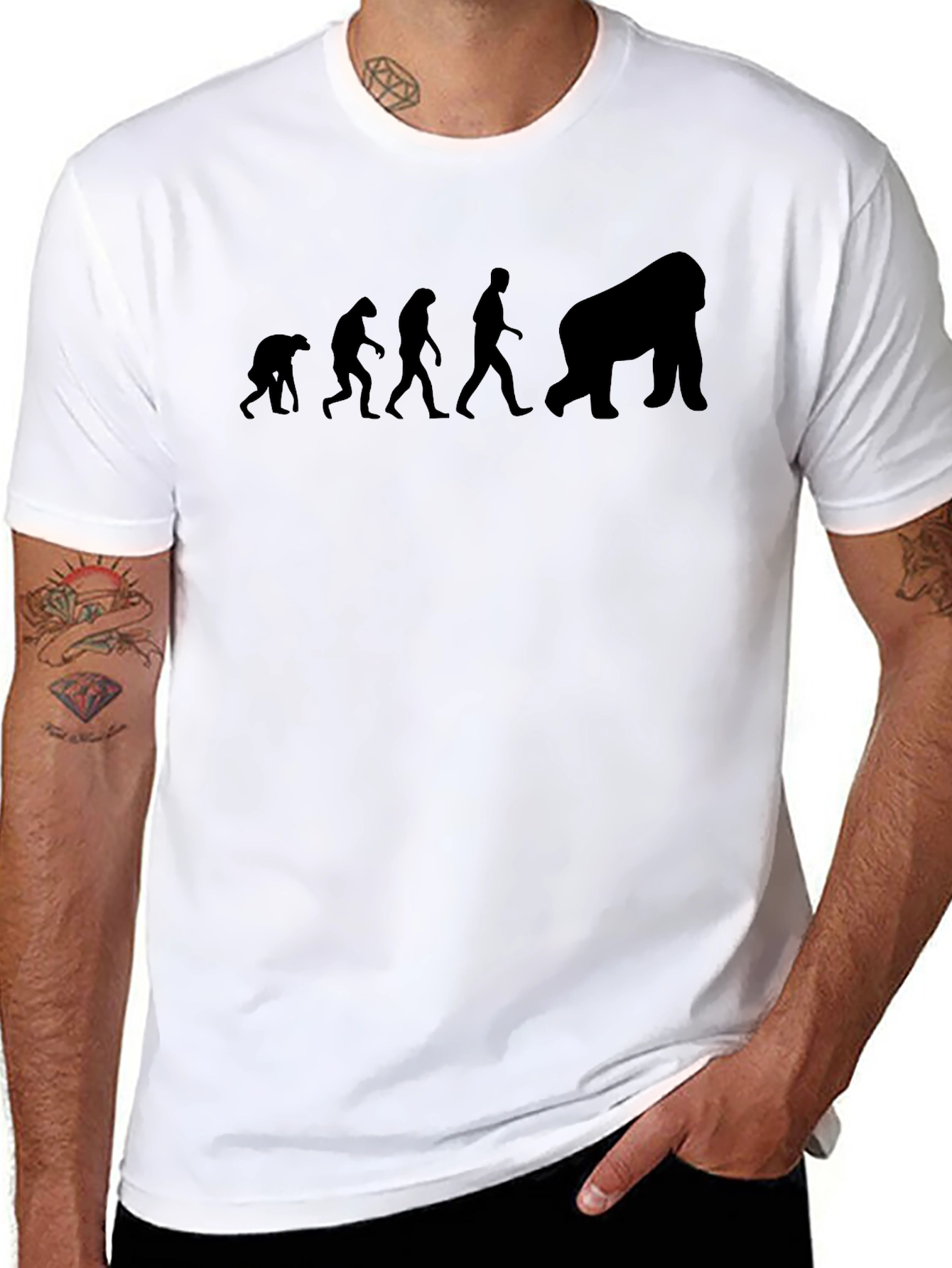 Black Evolution to Gorilla Graphic Black T-Shirt view 8