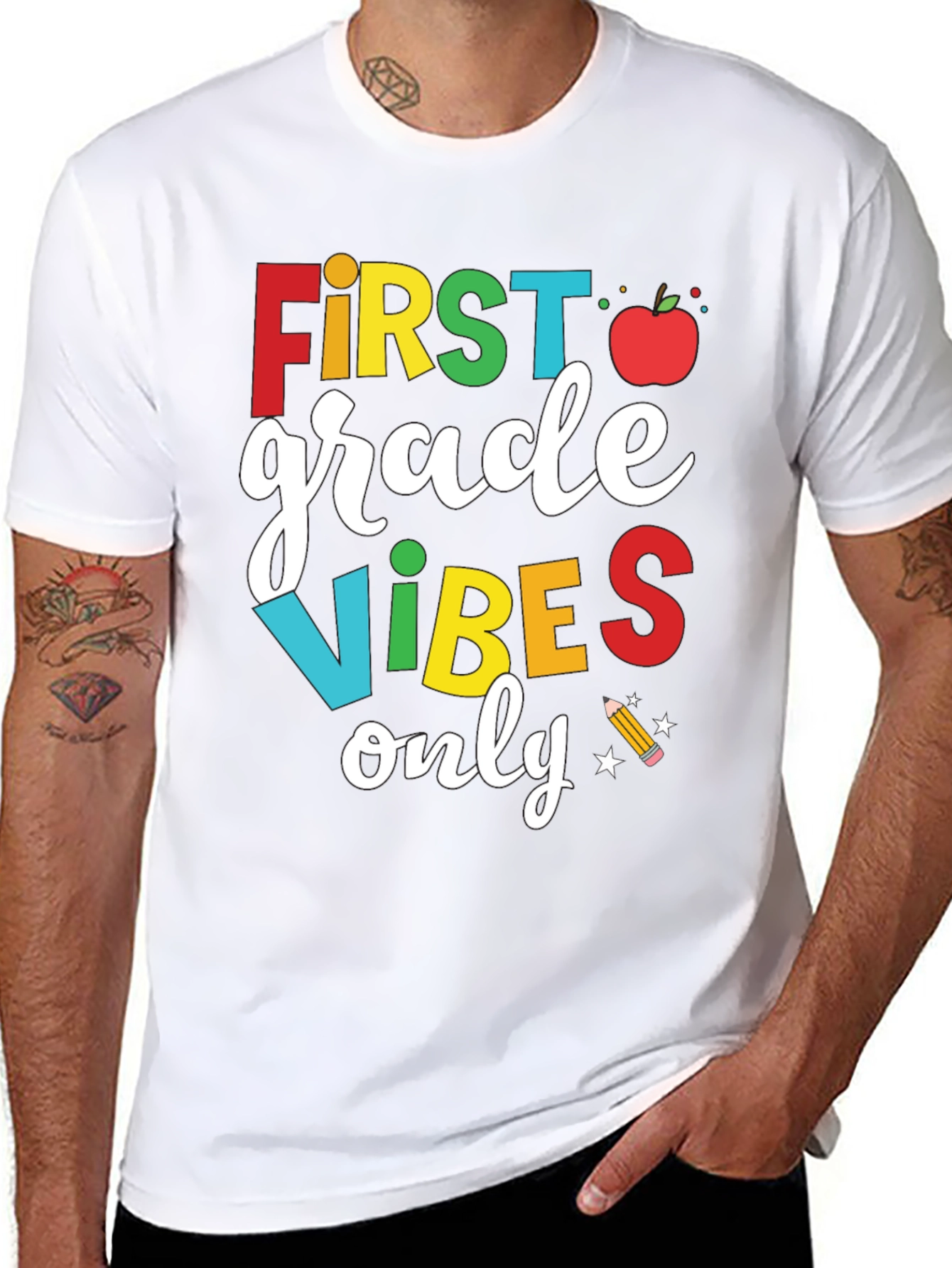 Black First Grade Vibes Only T-Shirt - Back to School view 8