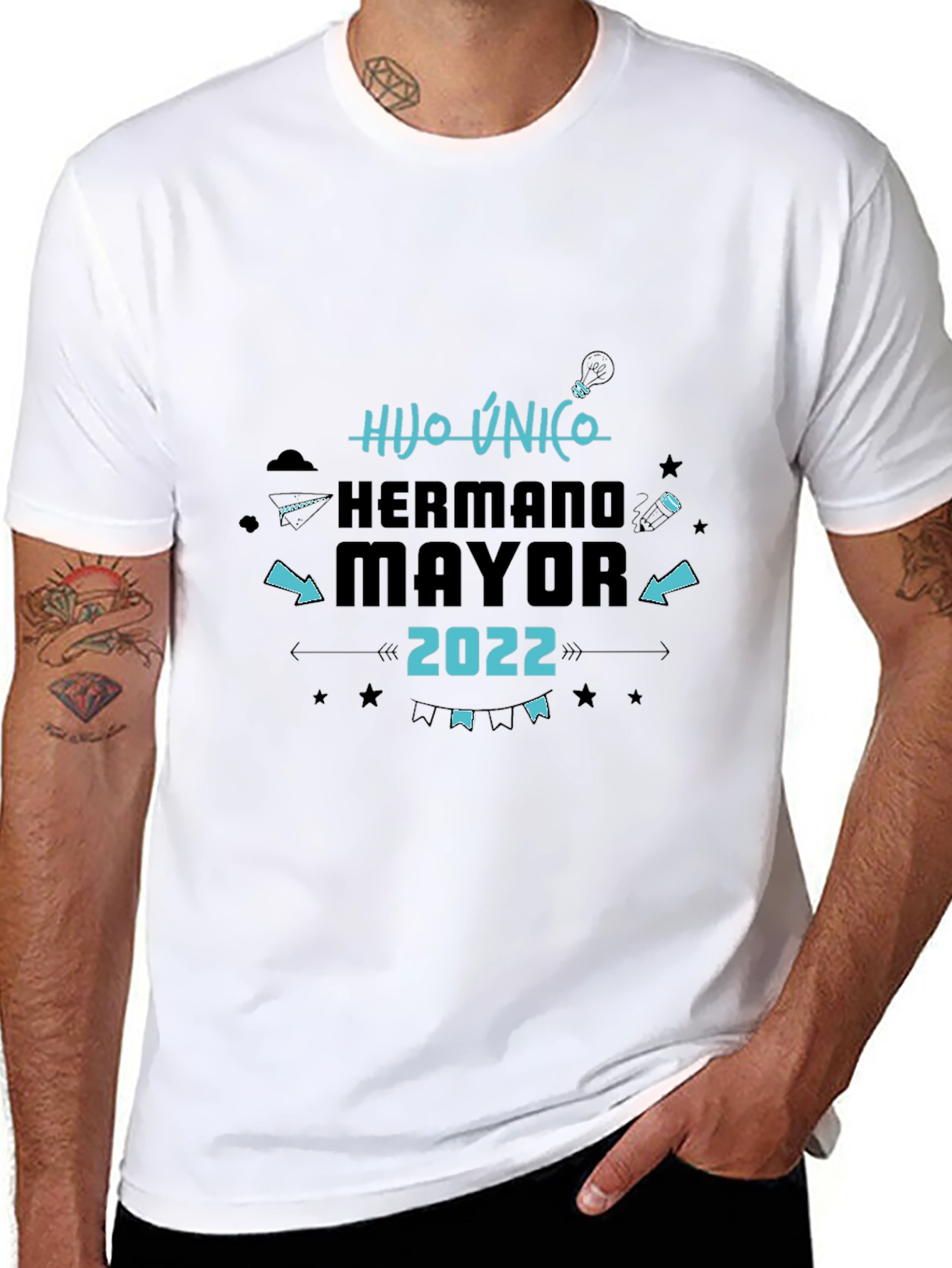 Black Hijo Unico Hermano Mayor 2022 Black T-Shirt view 8