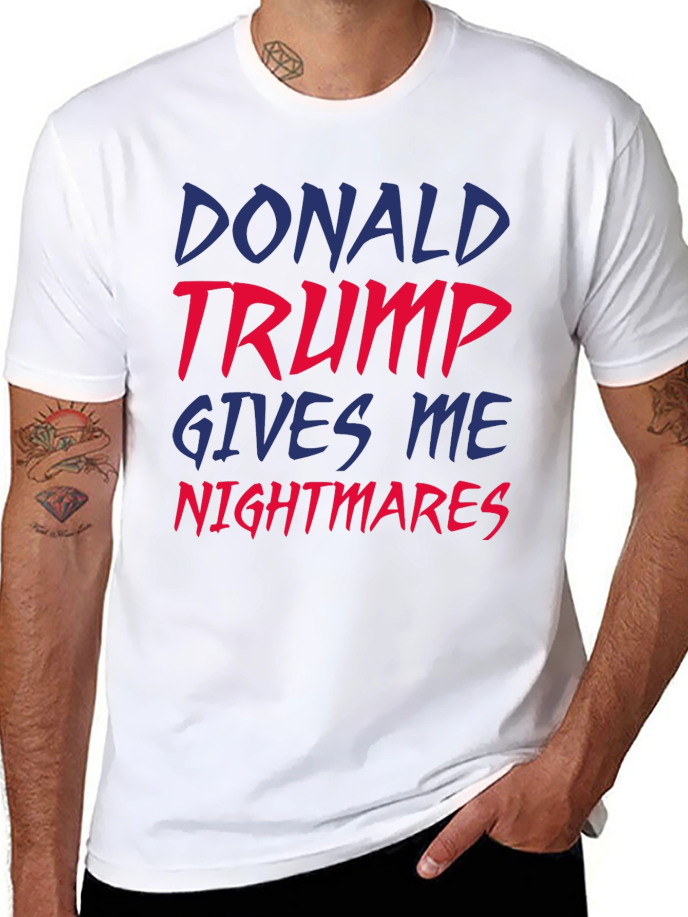 Black Donald Trump Nightmares Graphic Tee - Unisex Black T-Shirt view 8