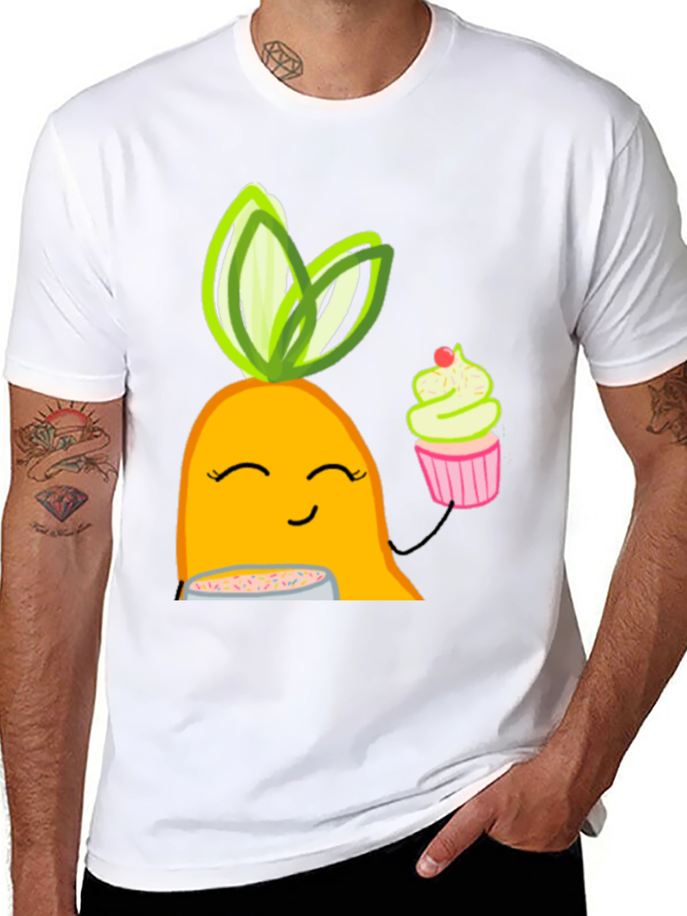 Black Cute Cartoon Carrot T-Shirt view 8