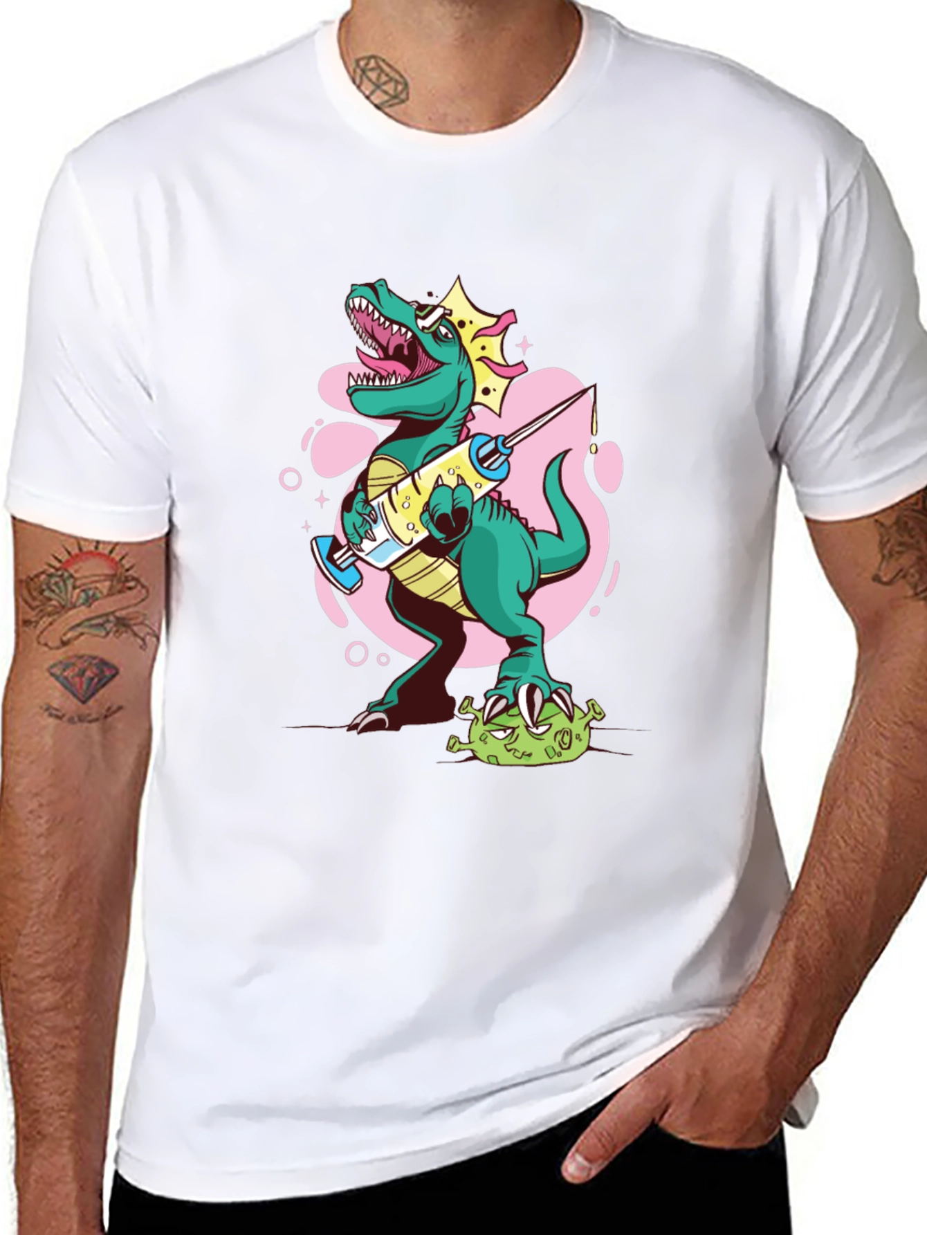 Black Dino Vaccine T-Shirt - Cure the Virus! view 8