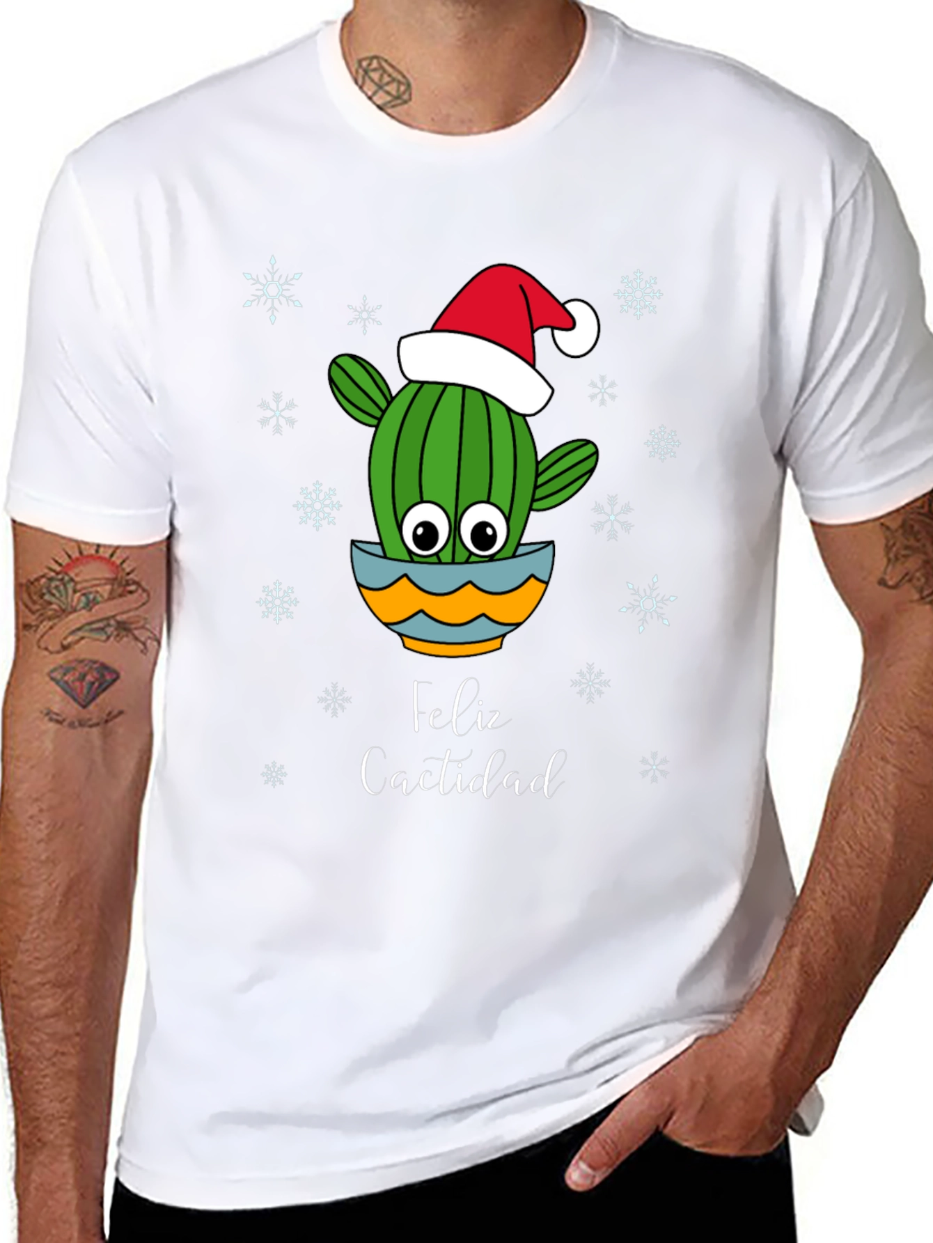 Black Feliz Cactidad Cactus Christmas Holiday Shirt view 8