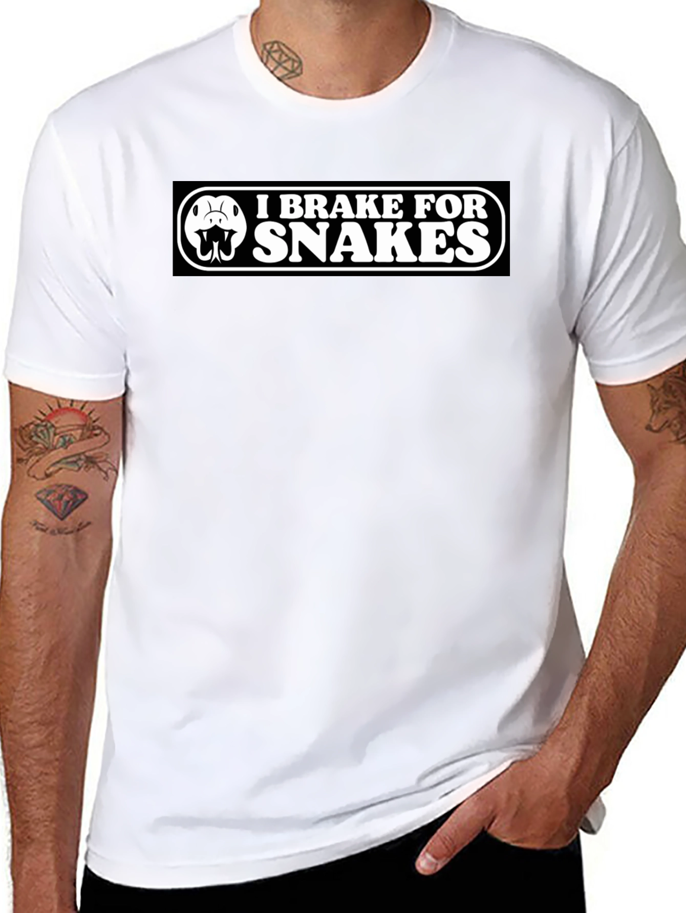 Black I Brake for Snakes T-Shirt view 8
