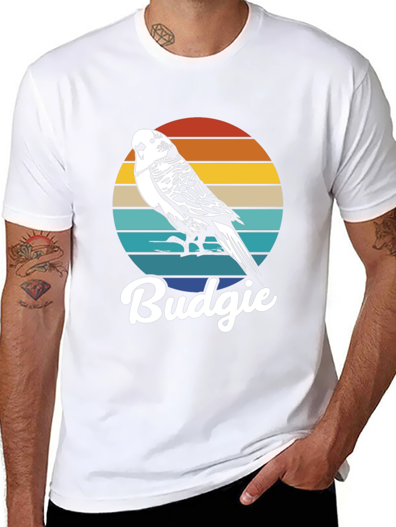 Retro Budgie T-Shirt - Vintage Bird Lover Tee - 8