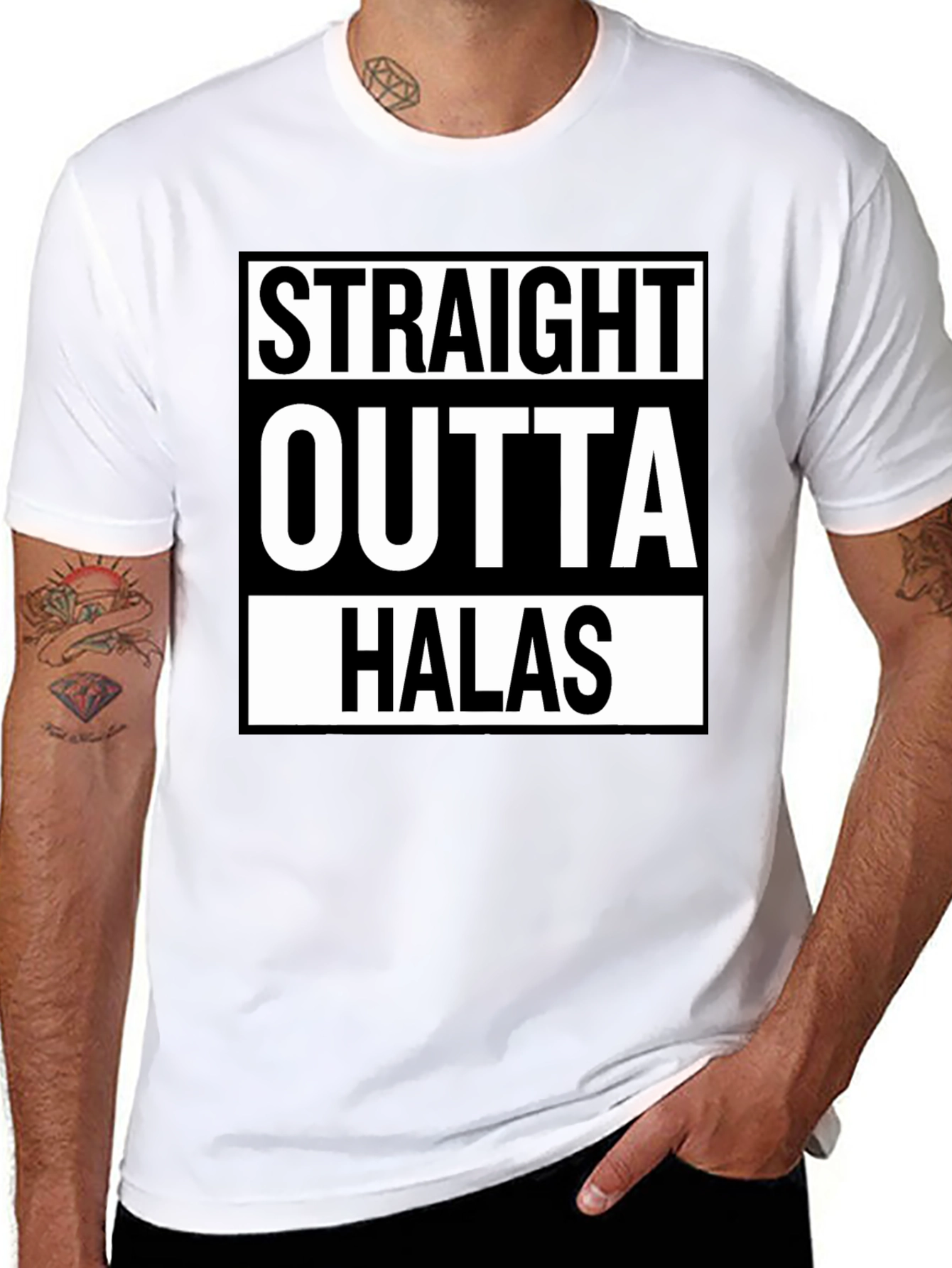 Black Straight Outta Halas Black T-Shirt view 8