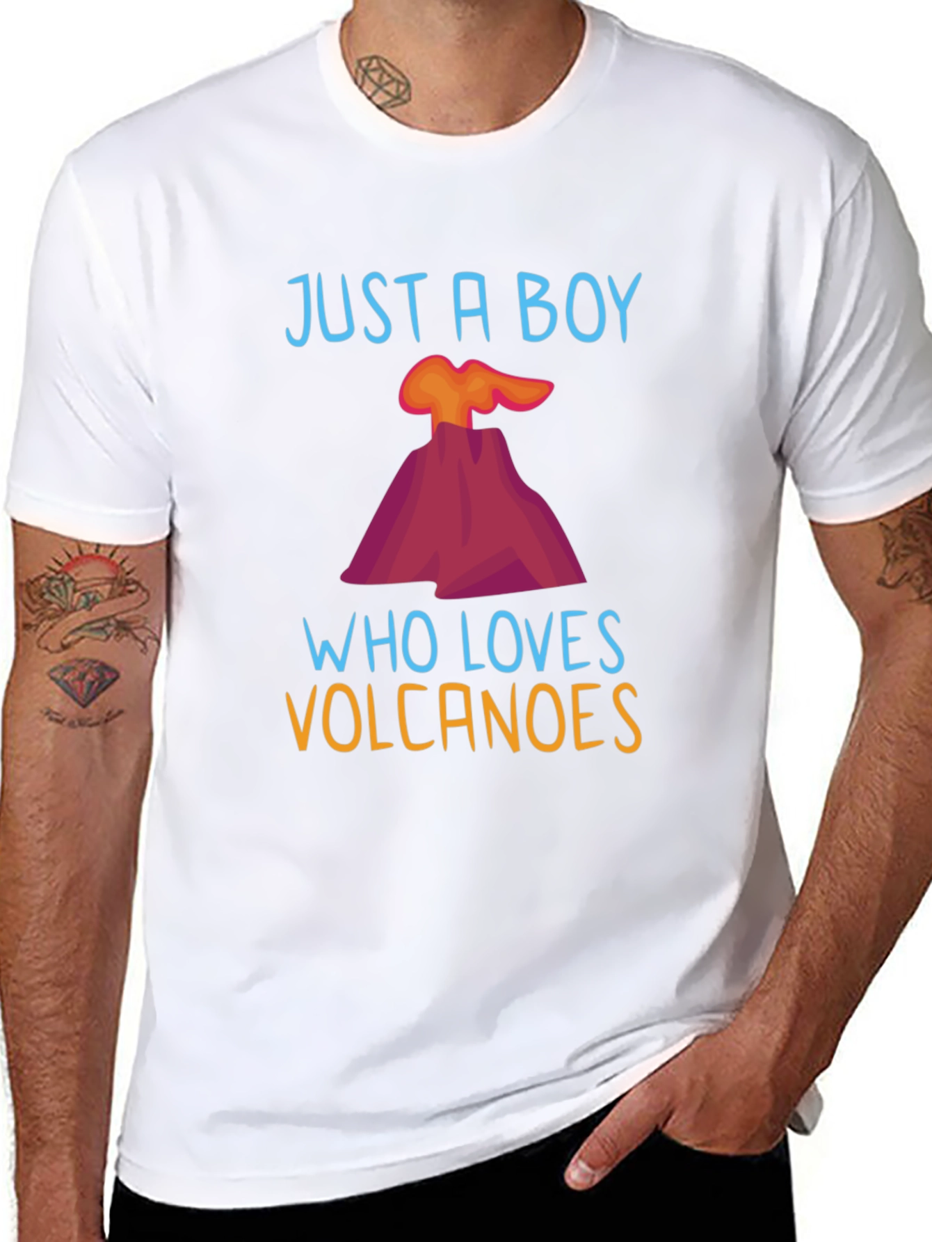 Black Volcano Lover Graphic Tee - Just a Boy Who Loves Volcanoes T-Shirt view 8