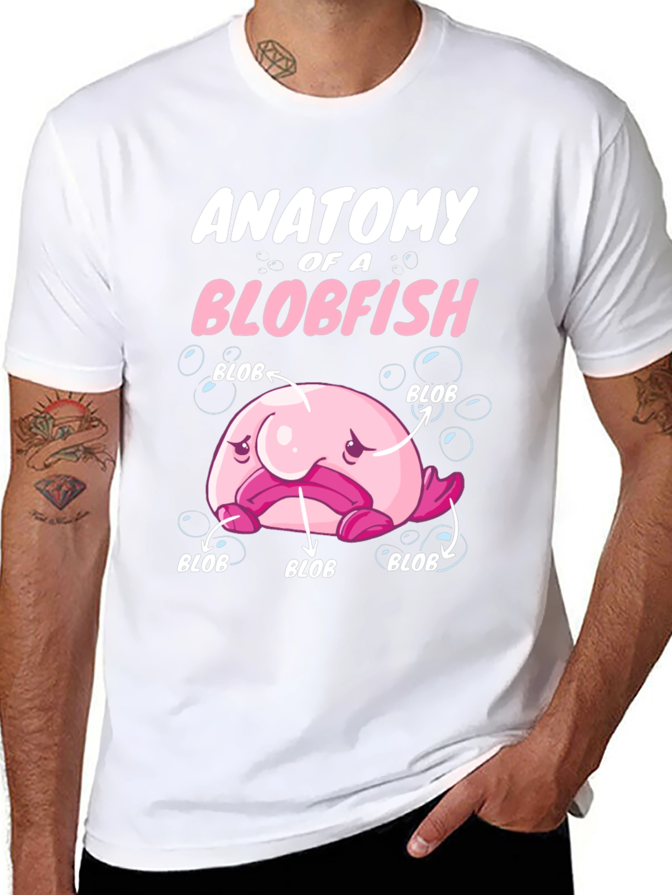 Black Anatomy of a Blobfish Graphic T-Shirt view 8