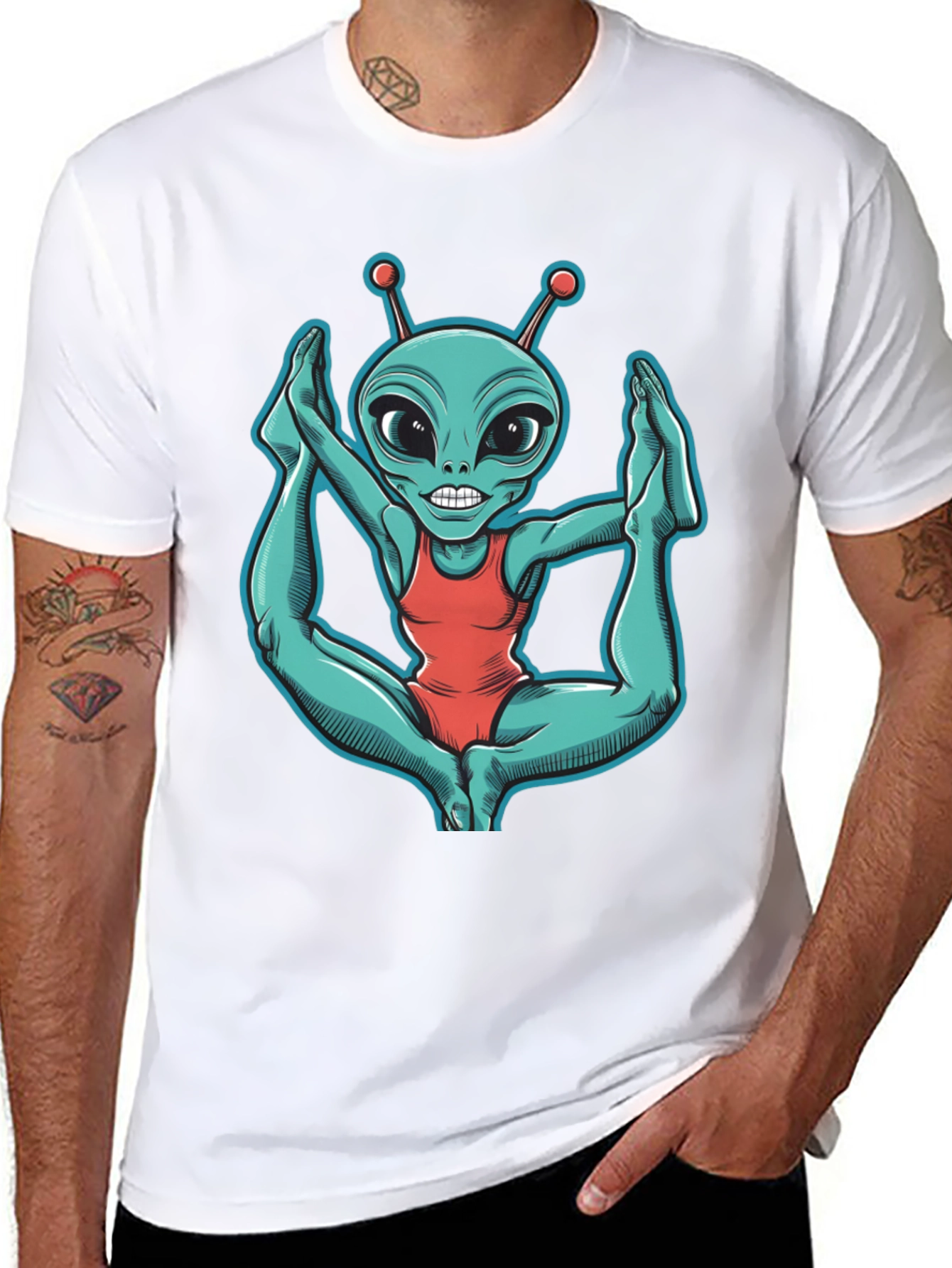 Black Alien Yoga T-Shirt - Funny Extraterrestrial Tee view 8