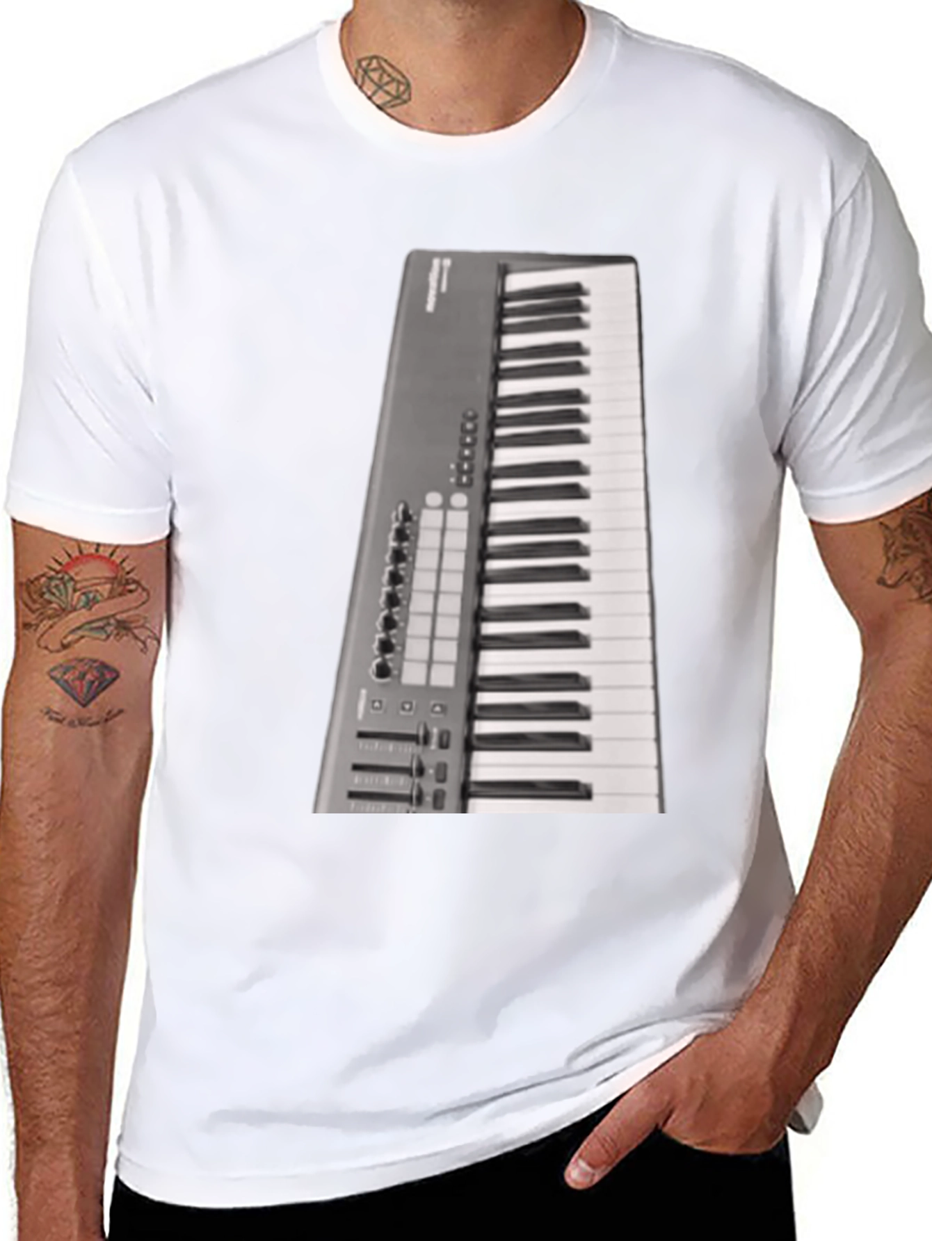 Black Keyboard T-Shirt Musician Graphic Tee view 8