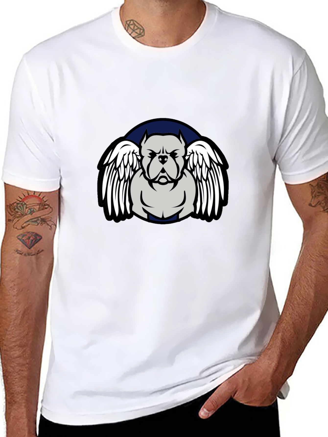 Pitbull Angel Wings Graphic T-Shirt - 8