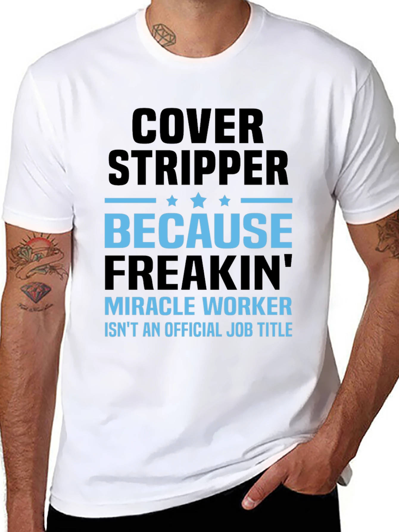 Black Funny Cover Stripper T-Shirt - Miracle Worker Alternative view 8