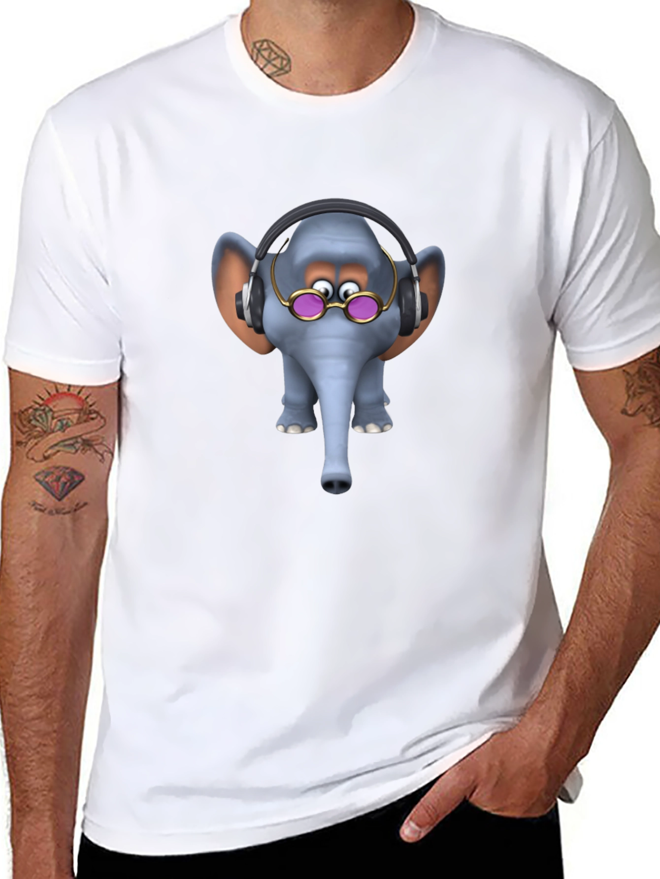 Black Elephant Cartoon T-Shirt - Fun Graphic Tee view 8