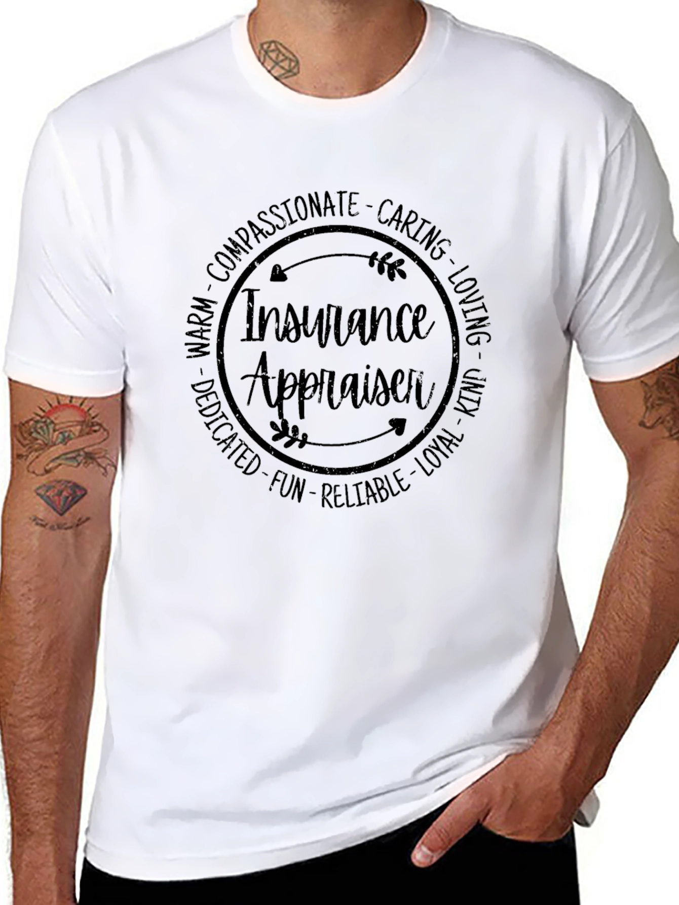 Black Insurance Appraiser Circle Graphic T-Shirt view 8