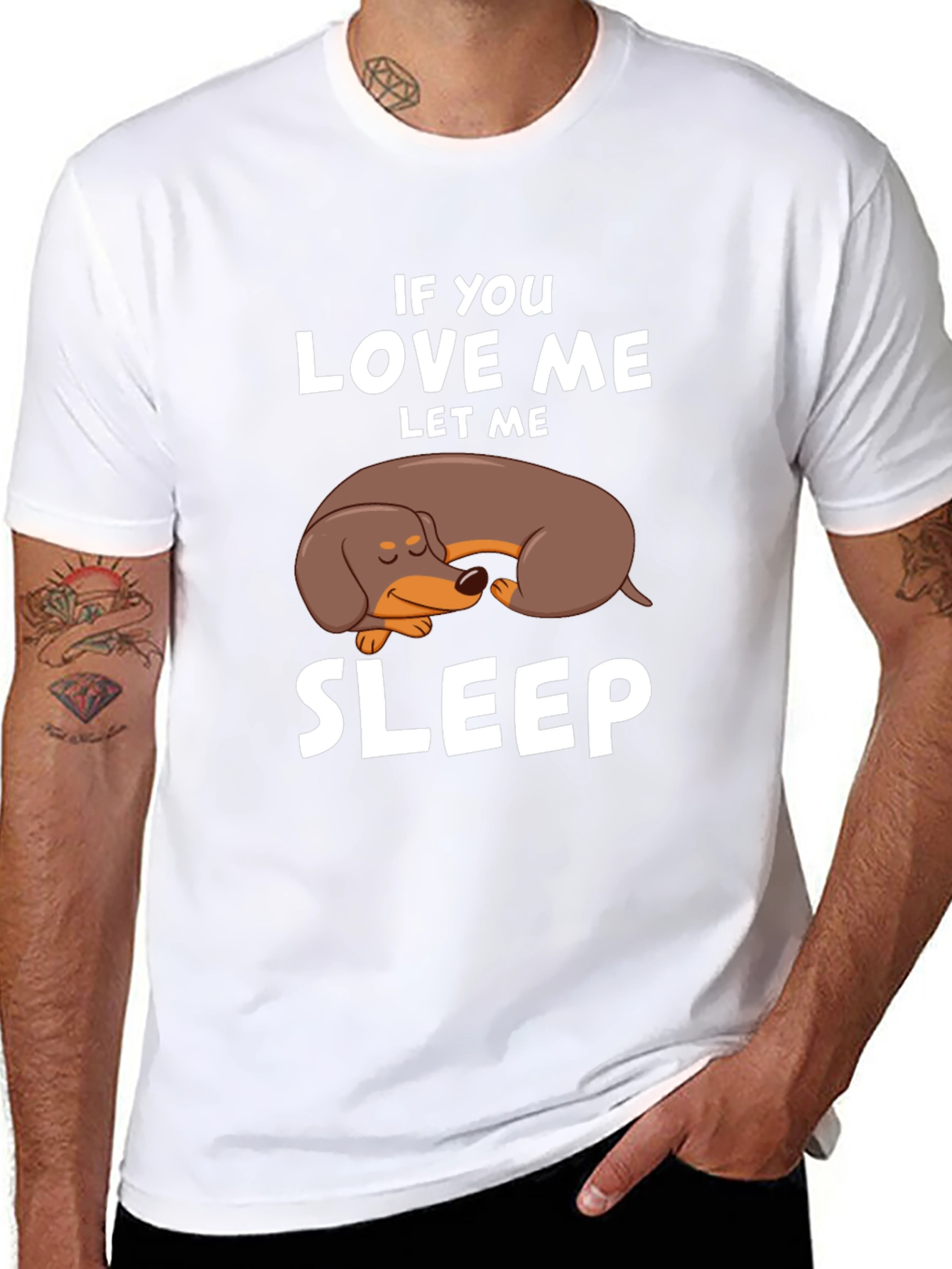 Black Dachshund Sleep T-Shirt - If You Love Me, Let Me Sleep view 8