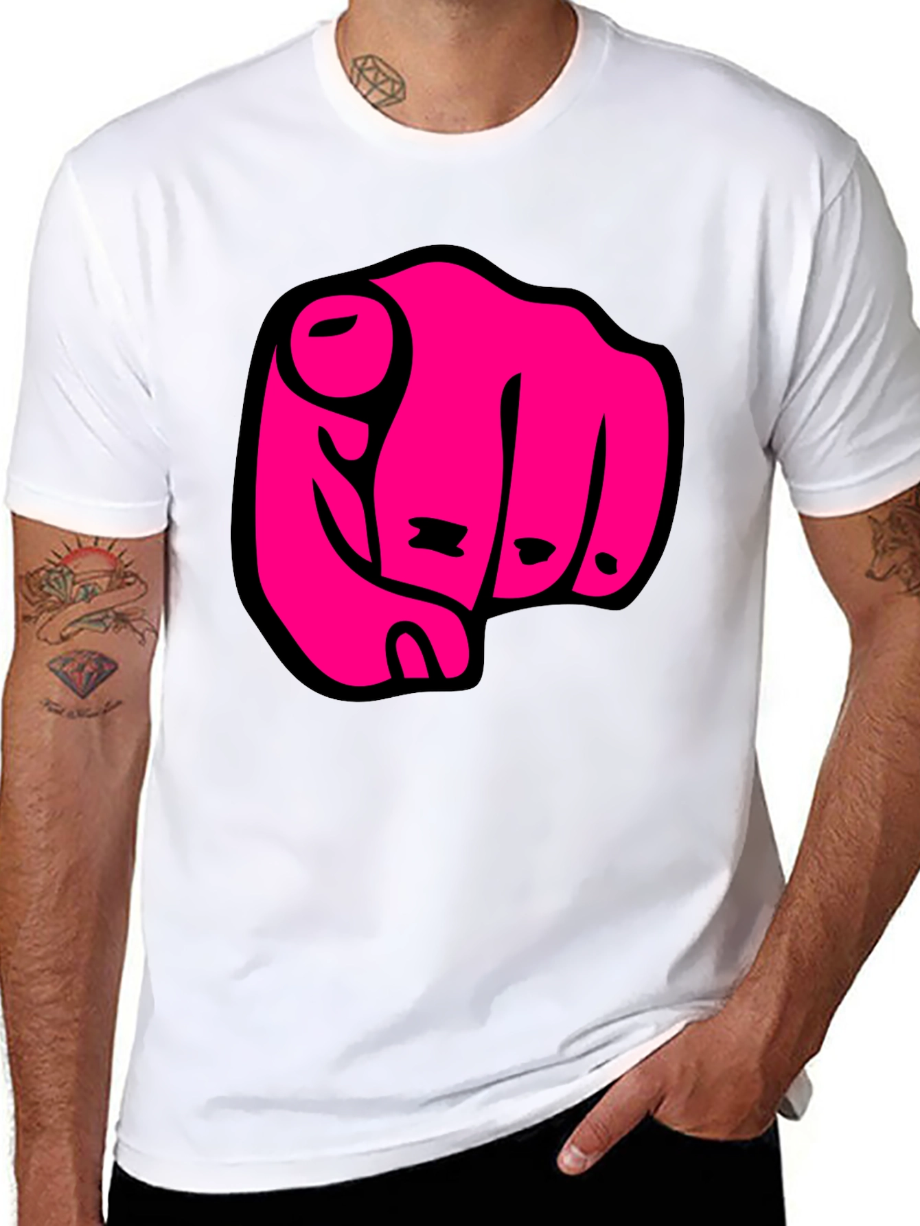 Black Novelty Pointing Finger Graphic Tee - Black view 8